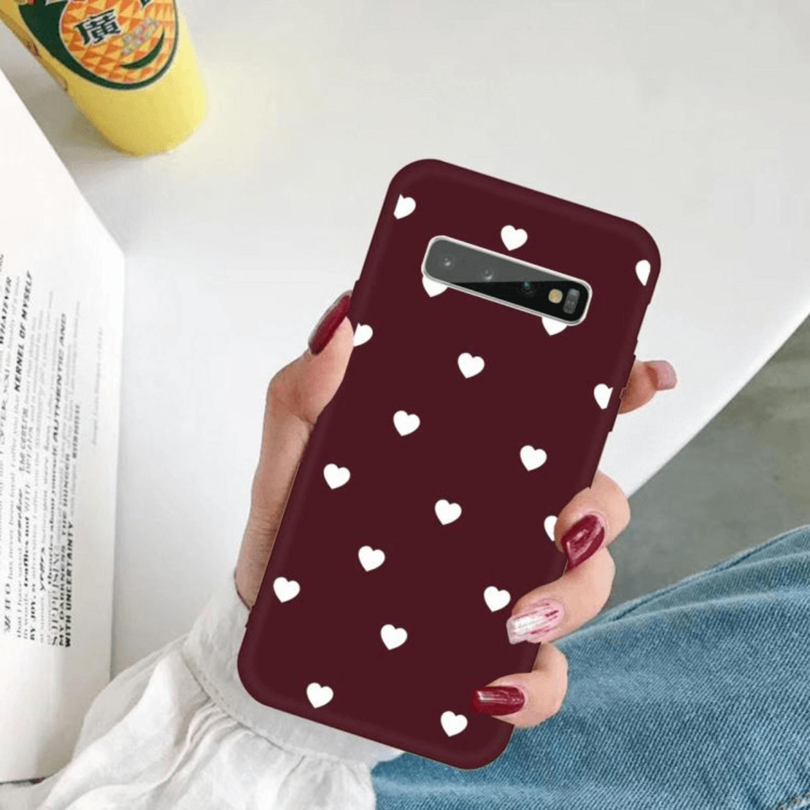 Mocaa Samsung Galaxy S10 Plus Hearts Case Lichtrood