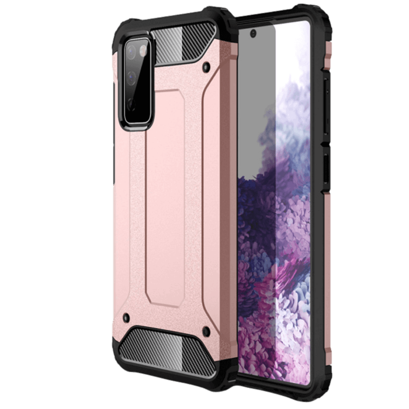 CaseBody Samsung Galaxy S20 FE Shockproof Hoesje Steel Armor Rosegoud