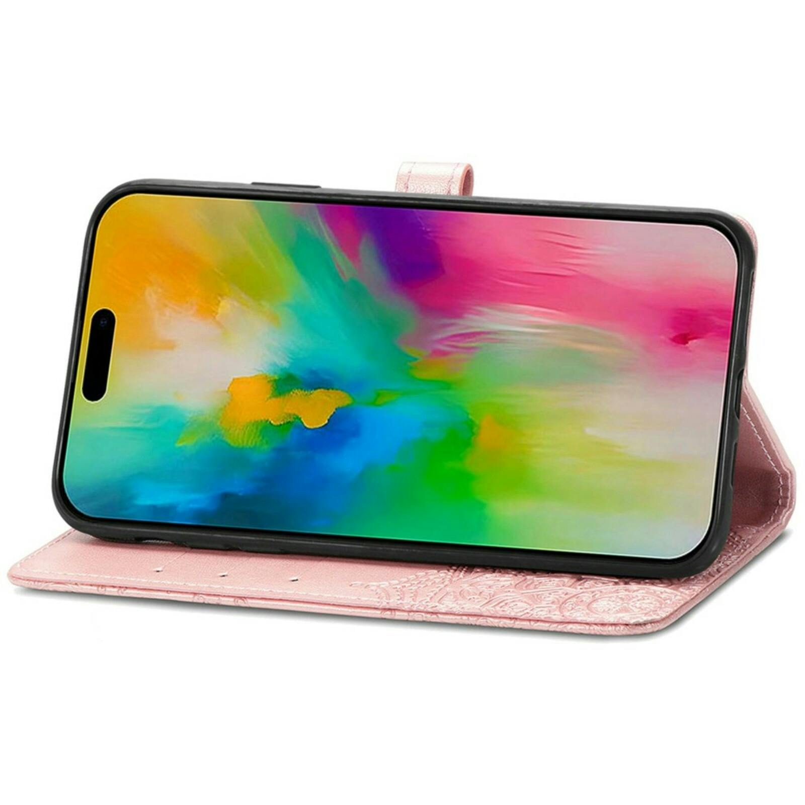 Comfycase iPhone 16 Mandala Booklet Hoesje Roségoud