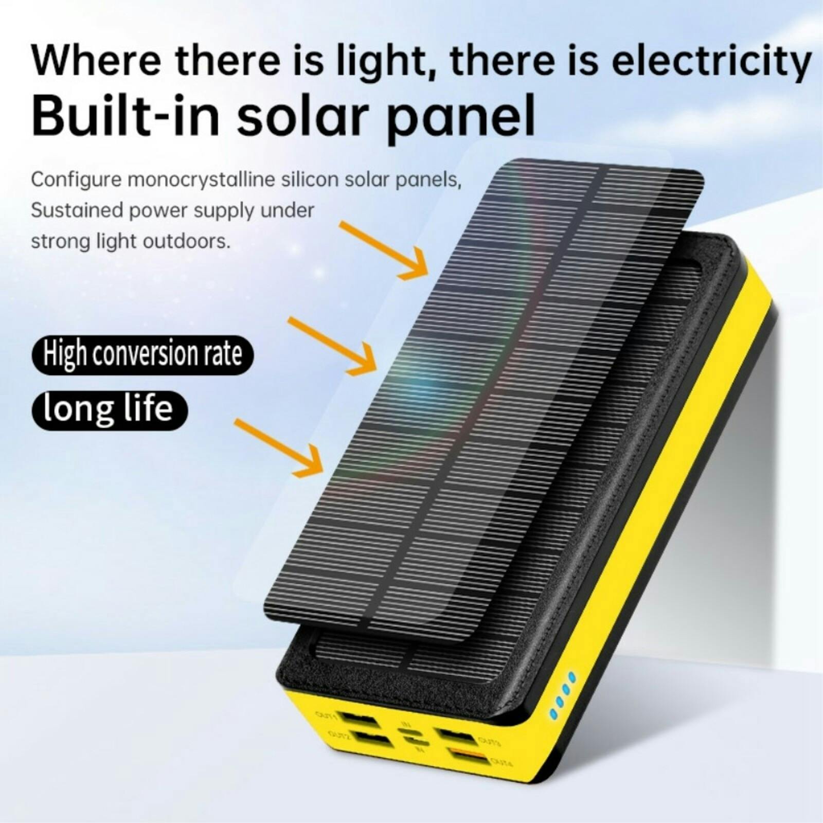 PSOOO 40.000mAh Fast Charging Outdoor Powerbank Geel 40.000 mAh