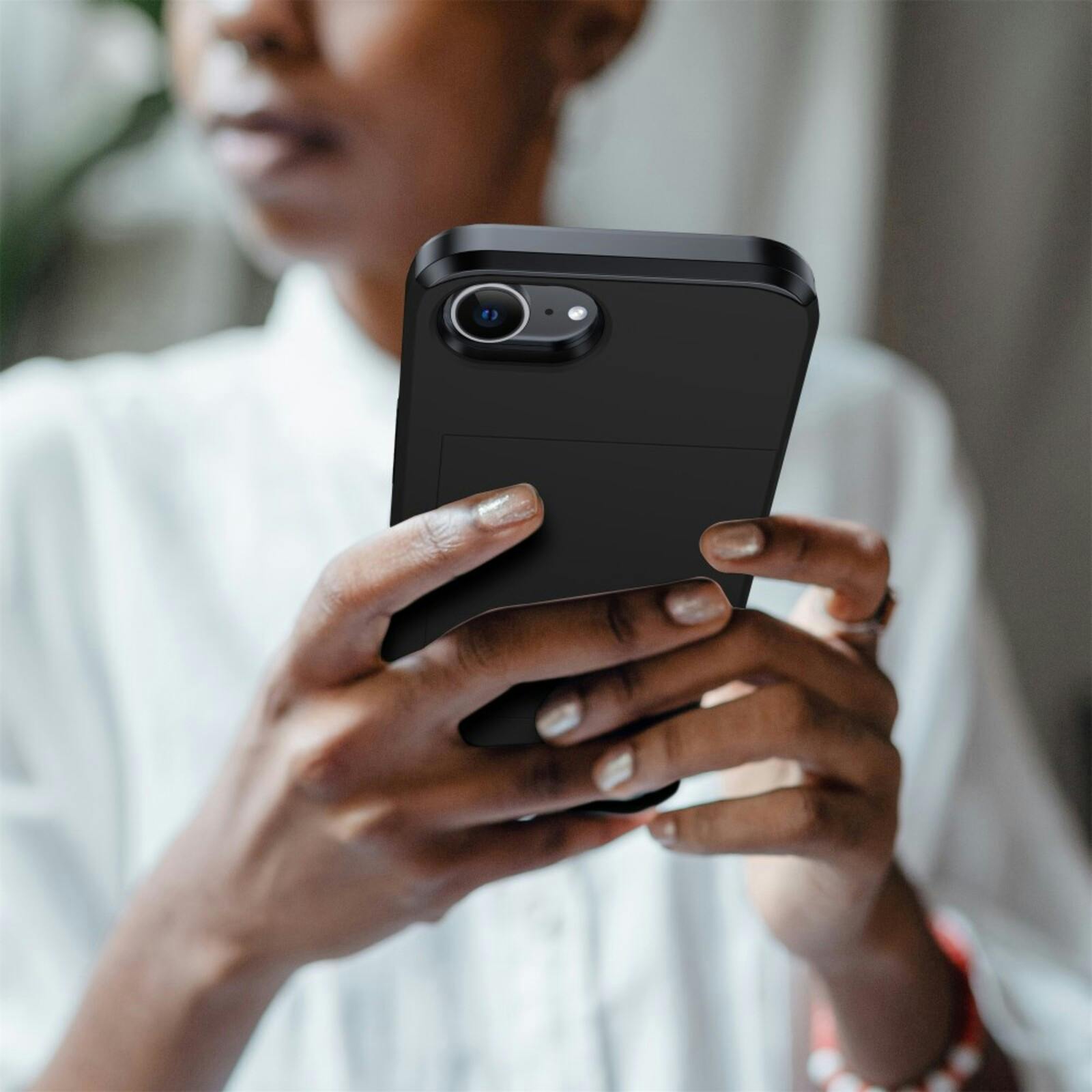 Slide Case Apple iPhone 16e Hoesje met Pashouder Zwart