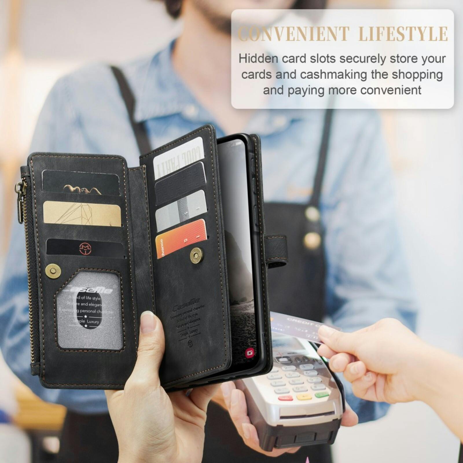 Caseme Samsung Galaxy A56 Vintage Wallet Hoesje Zwart