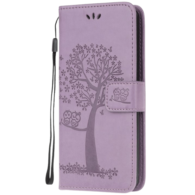 Comfycase Huawei P Smart 2020 Bookcase Hoesje Uiltjes Paars