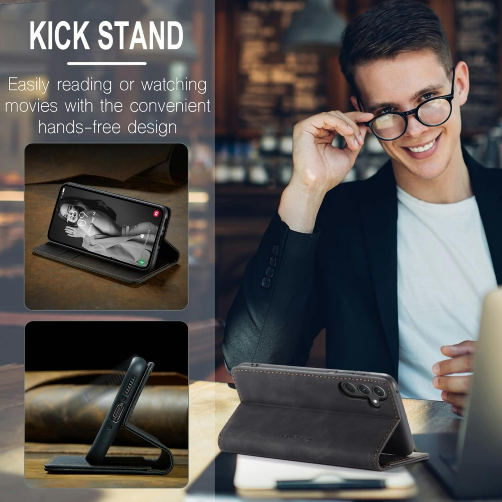 Caseme Samsung Galaxy A56 Business Bookcase Hoesje Zwart