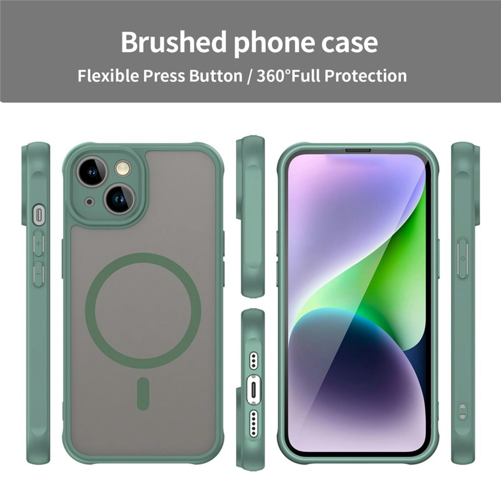 Mocaa Apple iPhone 15 Slim Anti-Shock MagSafe Hoesje Groen