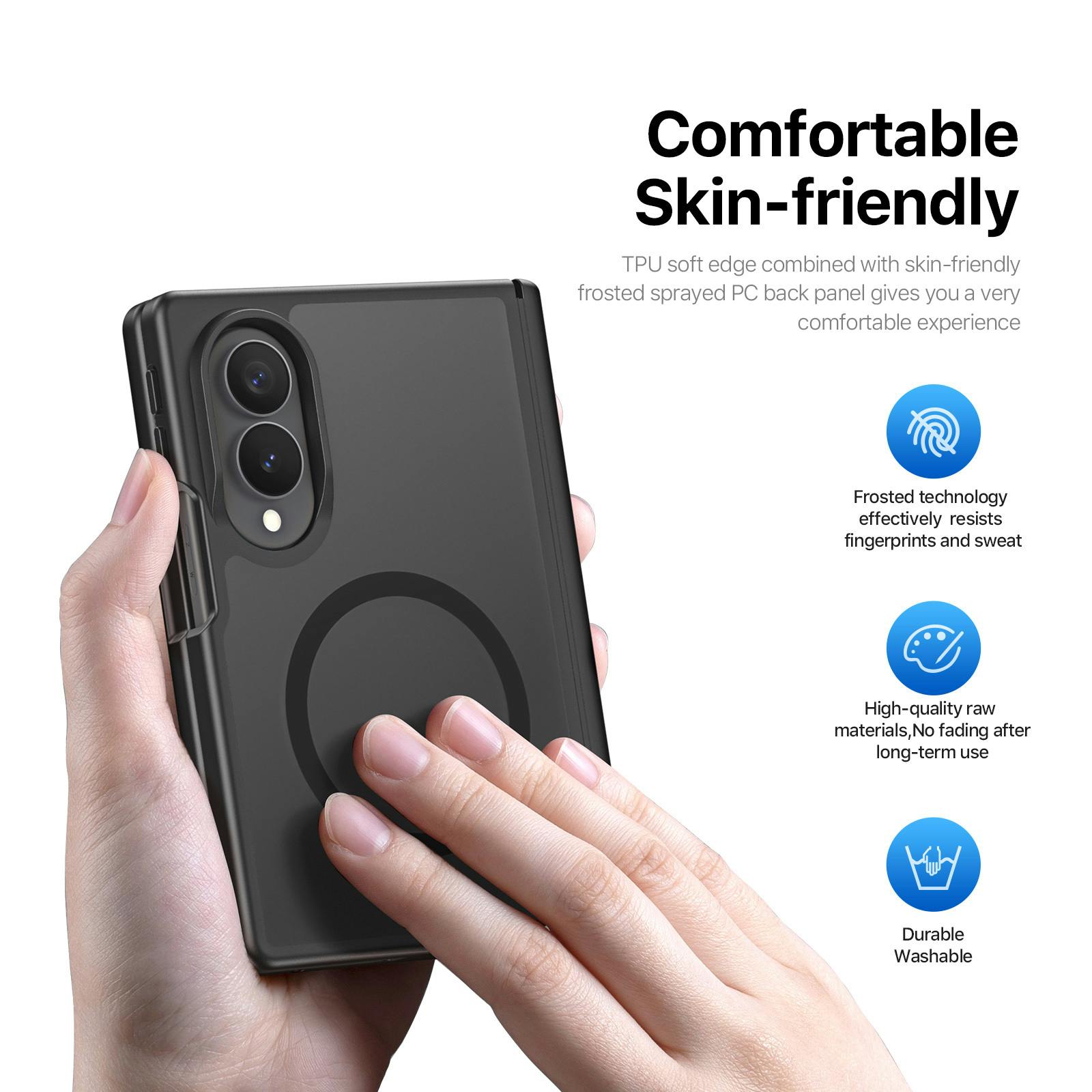 DUX DUCIS Samsung Galaxy Z Fold8 Wide Mat Qi2 Hoesje Zwart