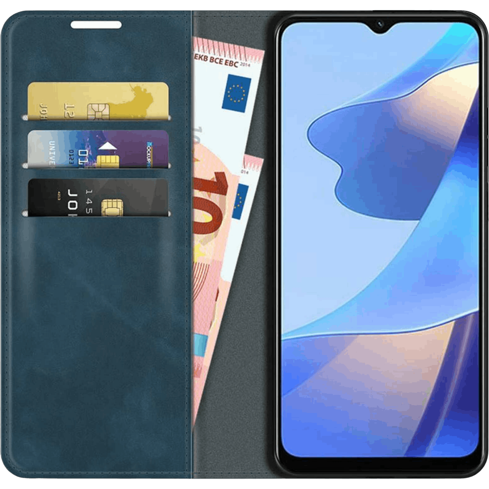 Just in Case OPPO A16(s)/A54(s) Portemonnee Case Blauw - Voorkant
