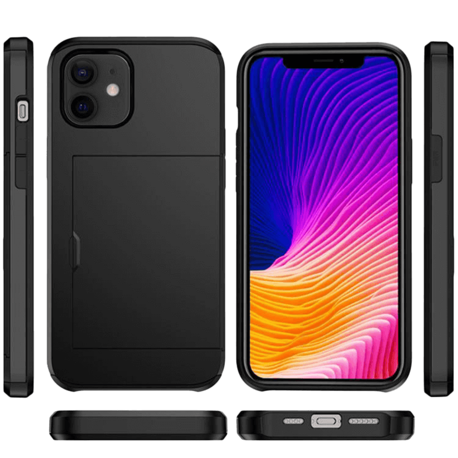 Slide Case iPhone 11 Hoesje met Pashouder Zwart
