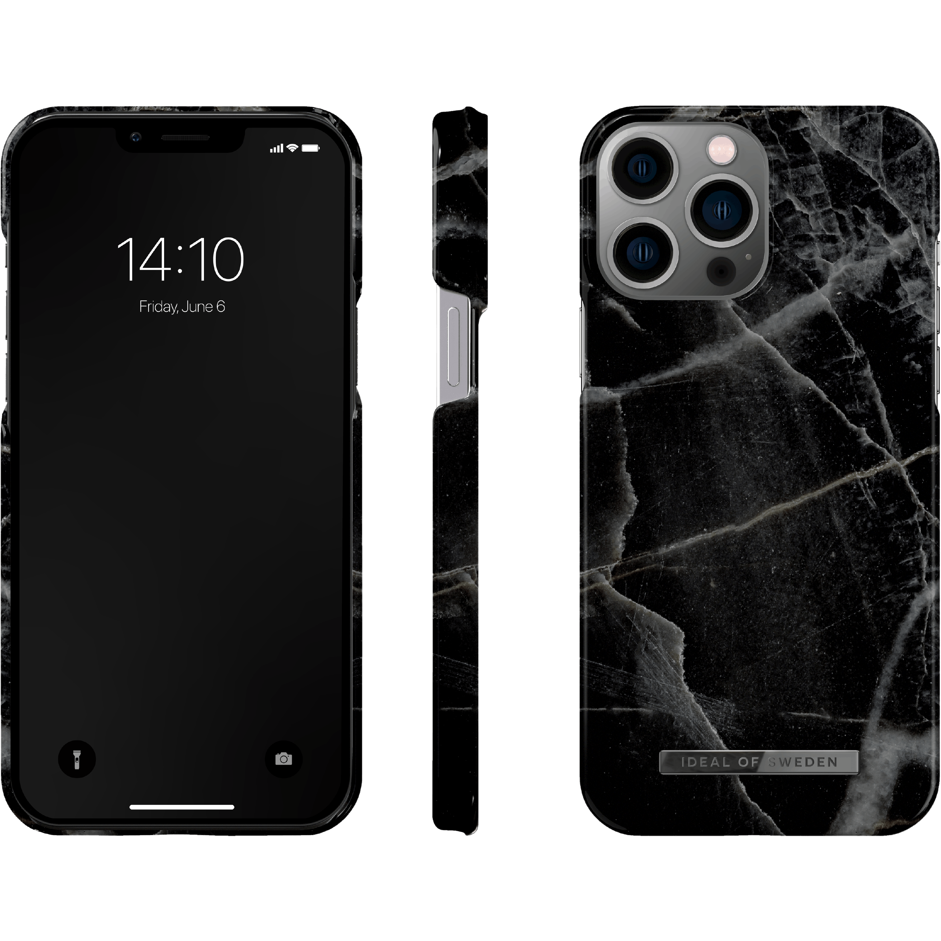 Ideal of Sweden iPhone 14 Pro Max Fashion Hoesje Black Thunder Marble