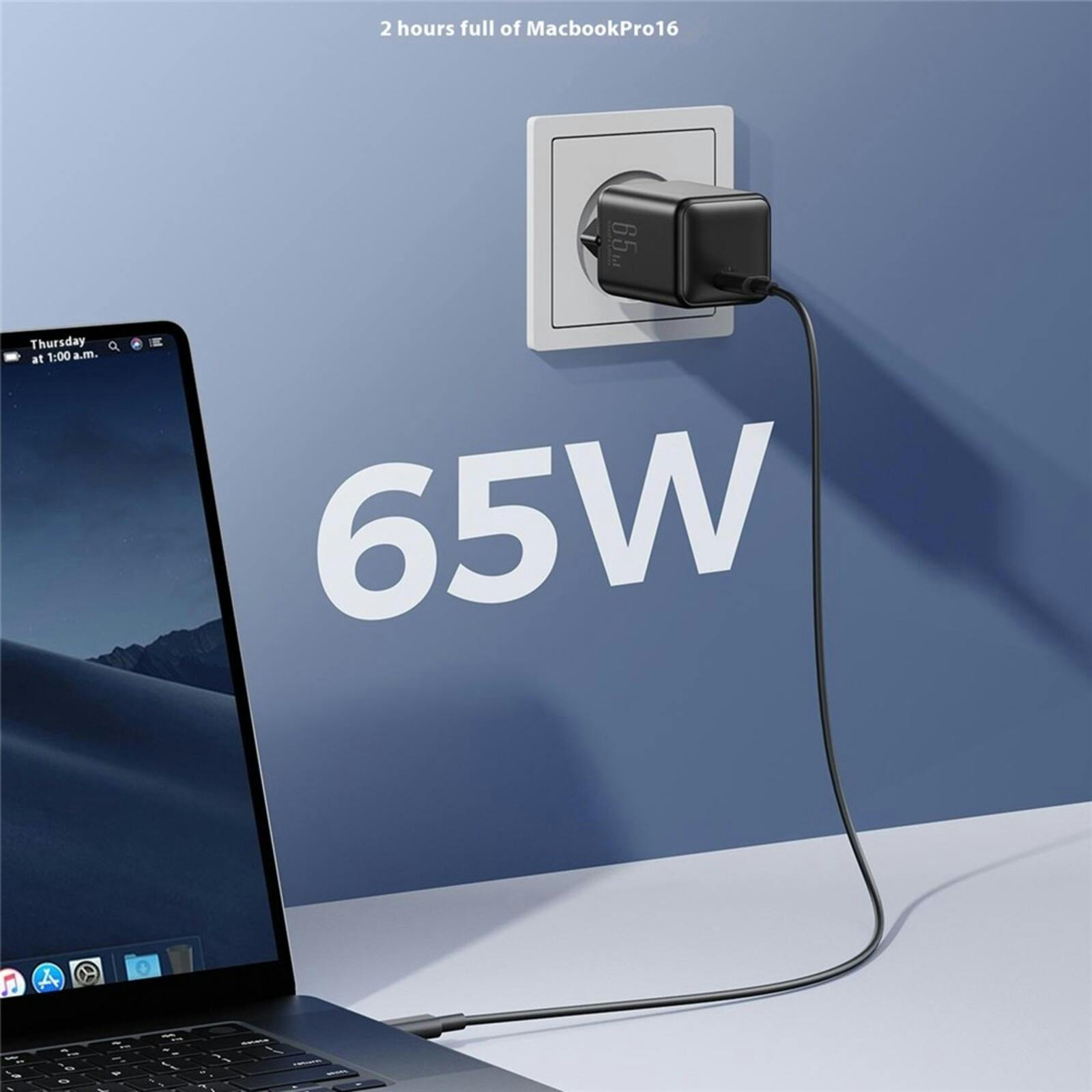Joyroom 65W High Power Output USB-C Oplader Zwart