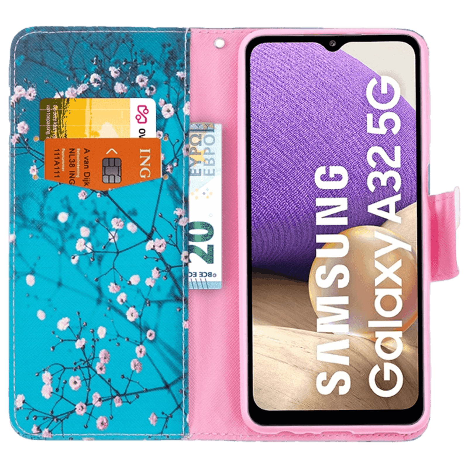 Comfycase Samsung Galaxy A32 bookcase telefoonhoesje bloesem Meerkleurig