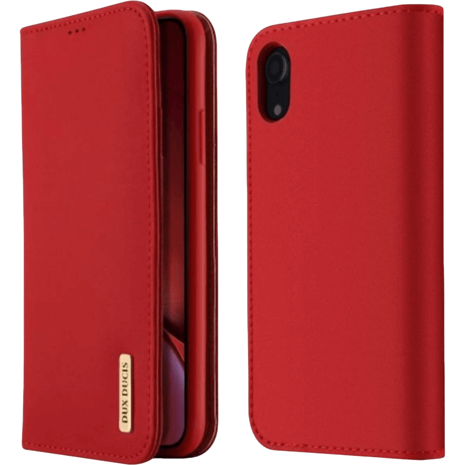 DUX DUCIS iPhone Xr Wish Series Luxe Lederen Bookcase Hoesje Rood