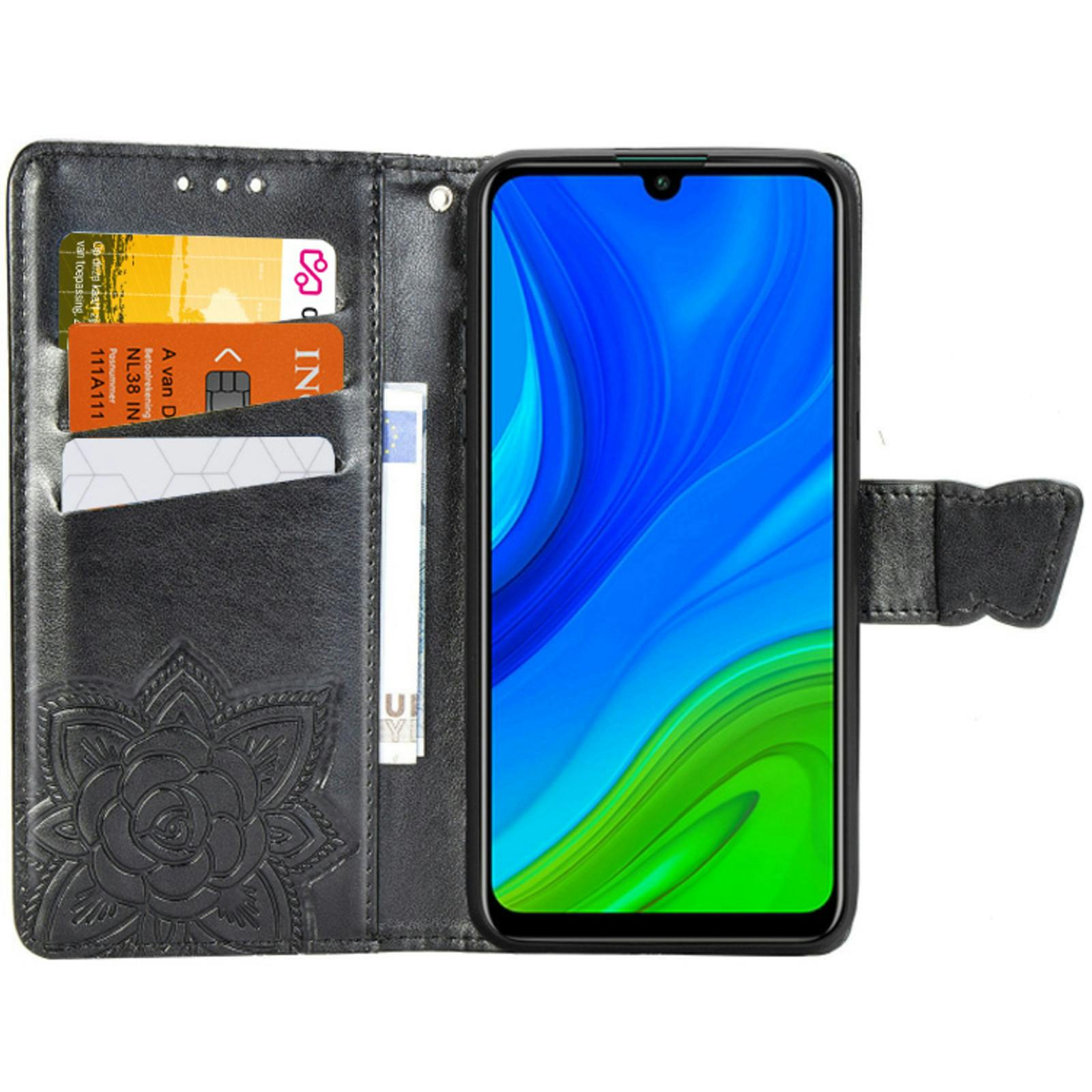 Comfycase P Smart 2020 Butterfly Booklet Telefoonhoesje Zwart