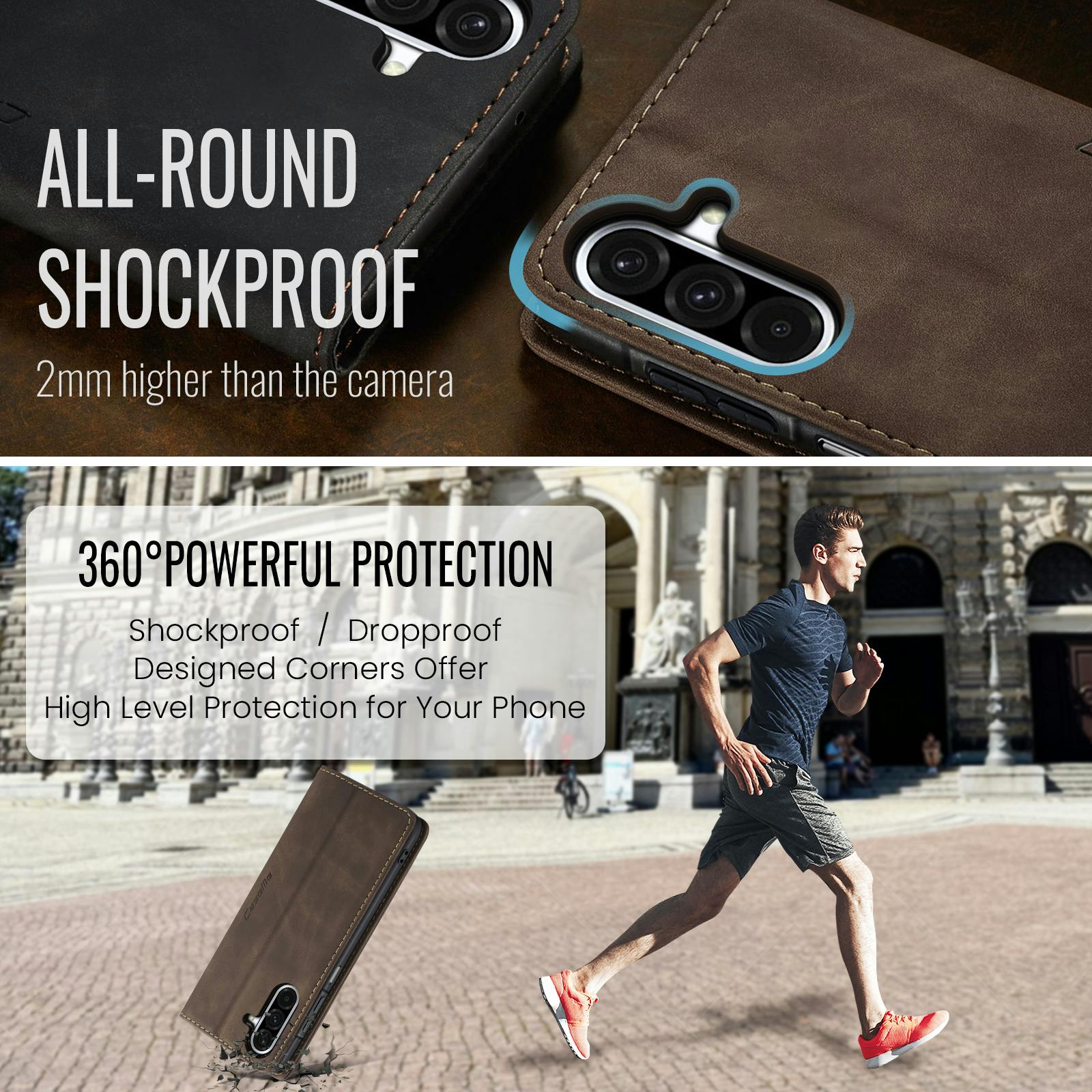Caseme Samsung Galaxy A57 Business Bookcase Hoesje Bruin