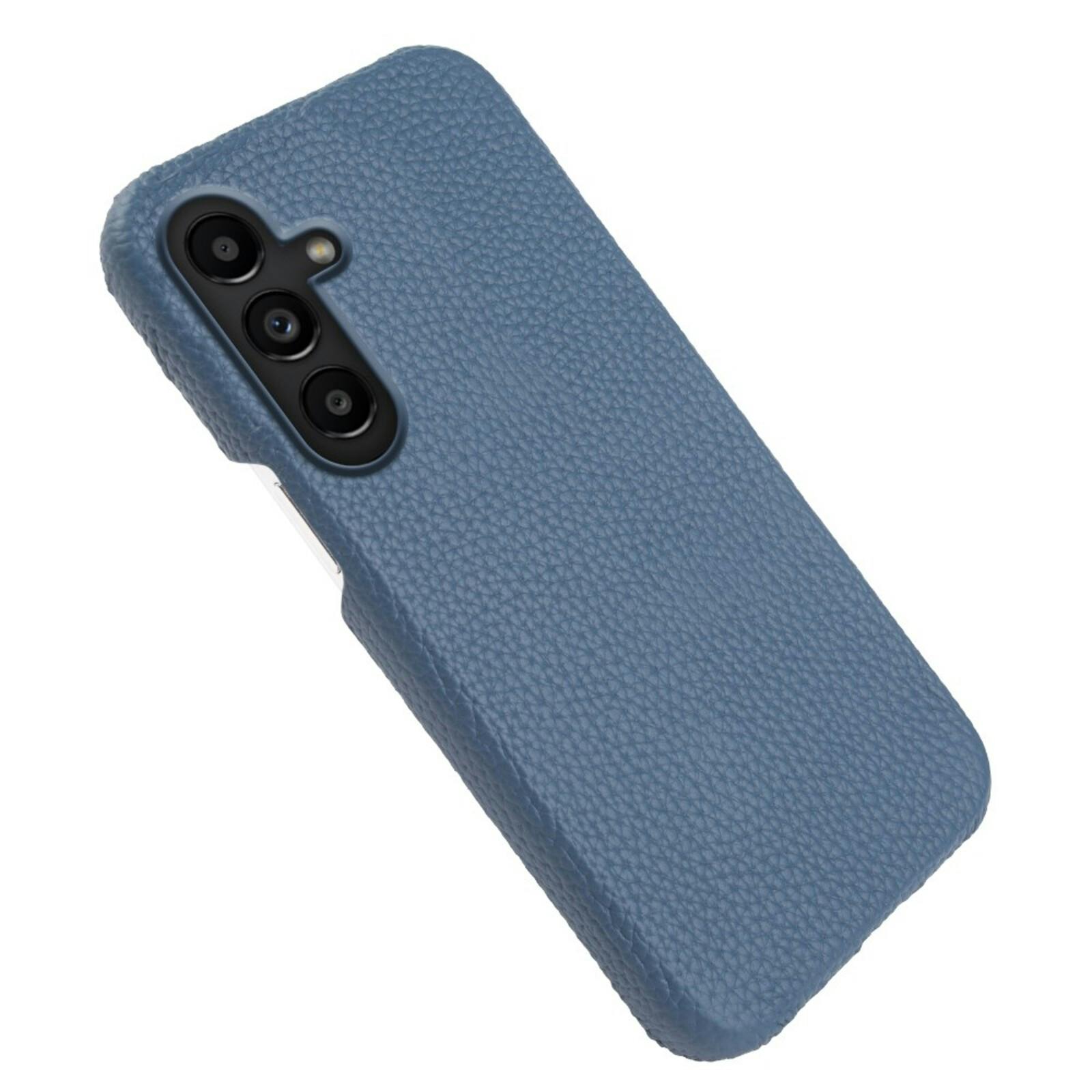 Fashion Samsung Galaxy A57 Magnetisch Hoesje Echt Leer Blauw
