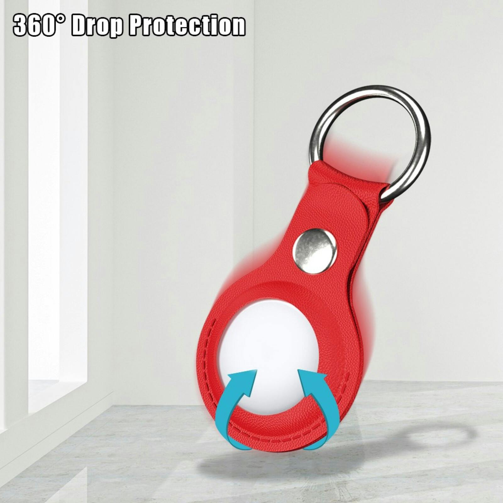 Comfycase AirTag Lederen Sleutelhanger Rood