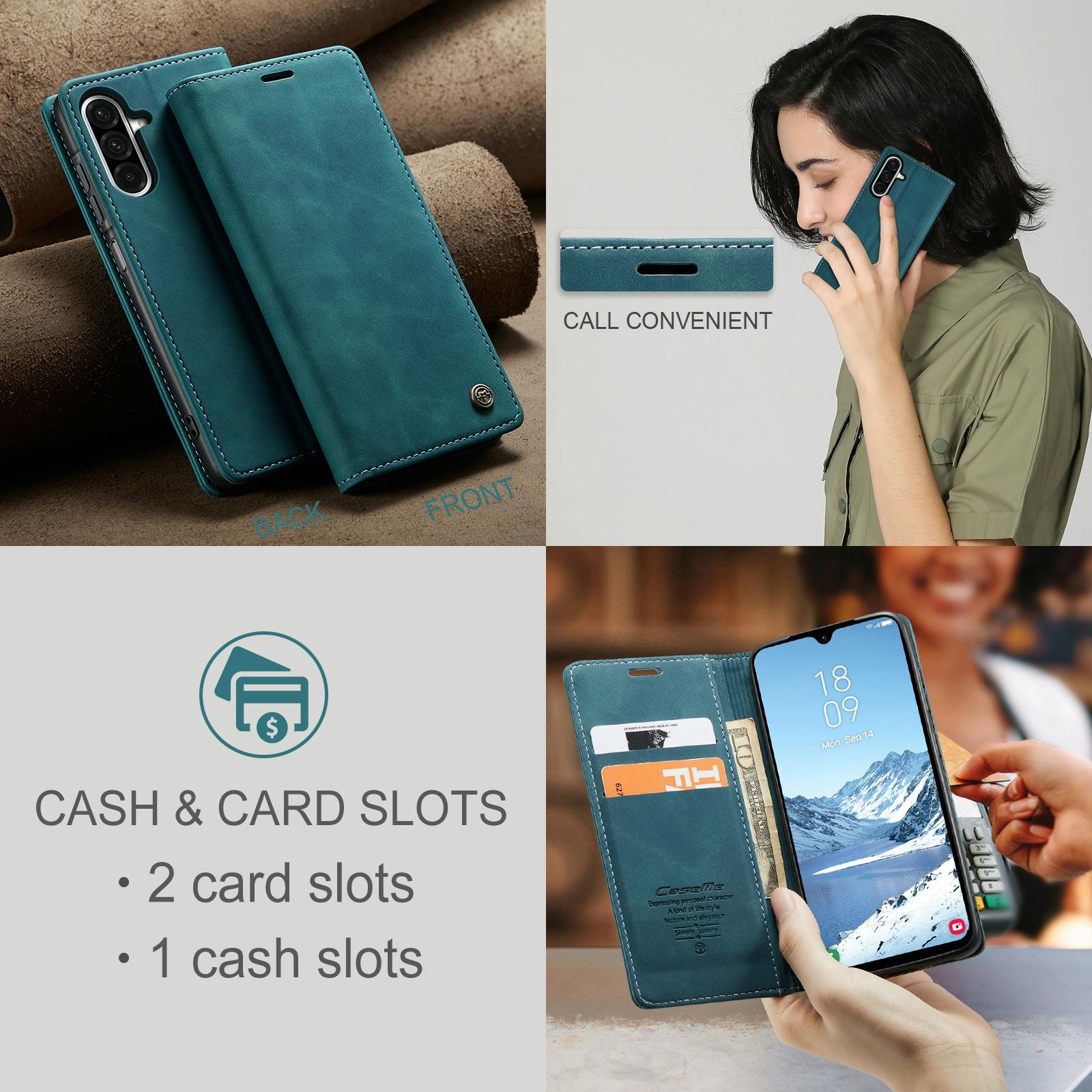 Caseme Samsung Galaxy A37 Business Bookcase Hoesje Blauw
