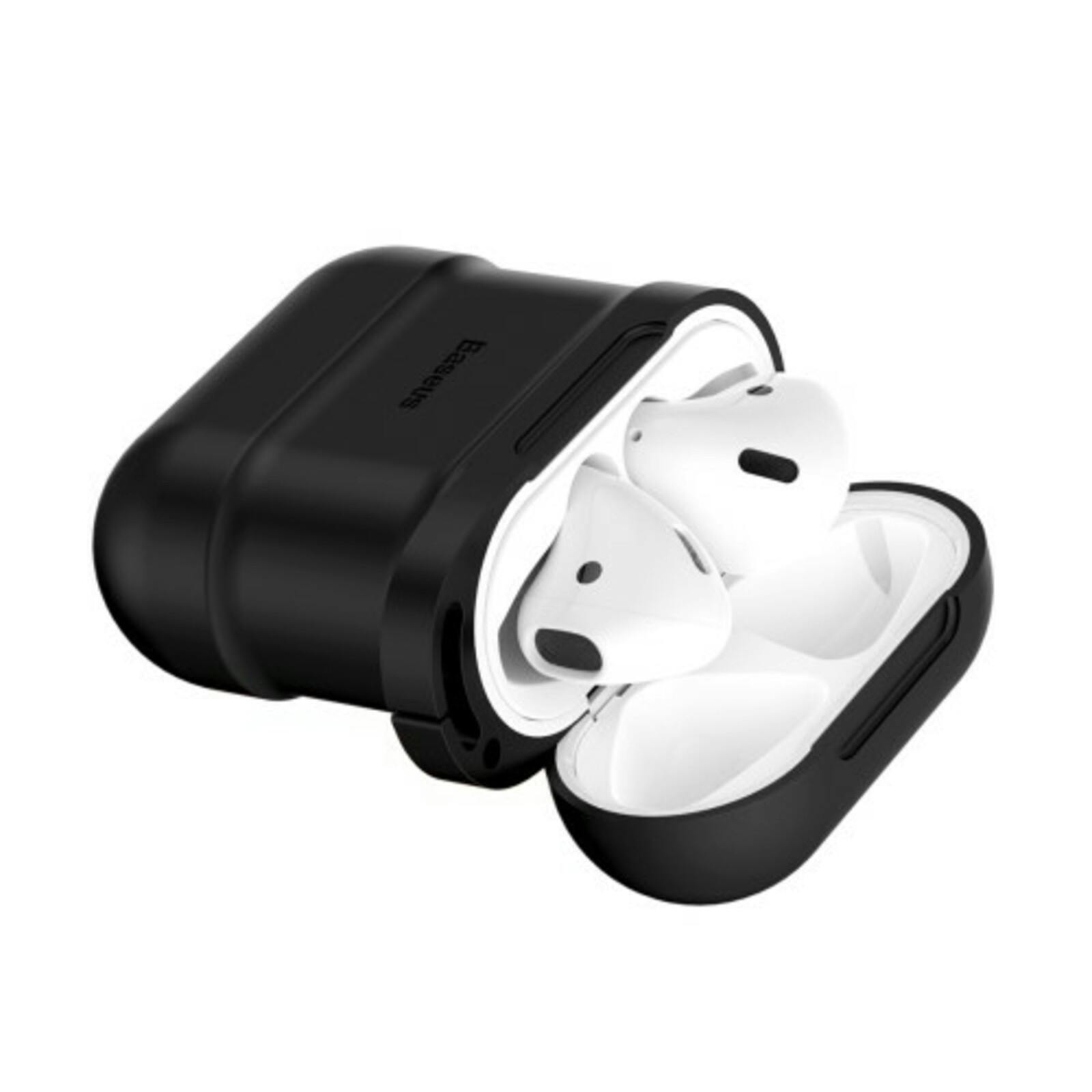 Baseus Luxe AirPods 1/2 Case met Anti-Lost Strap Zwart