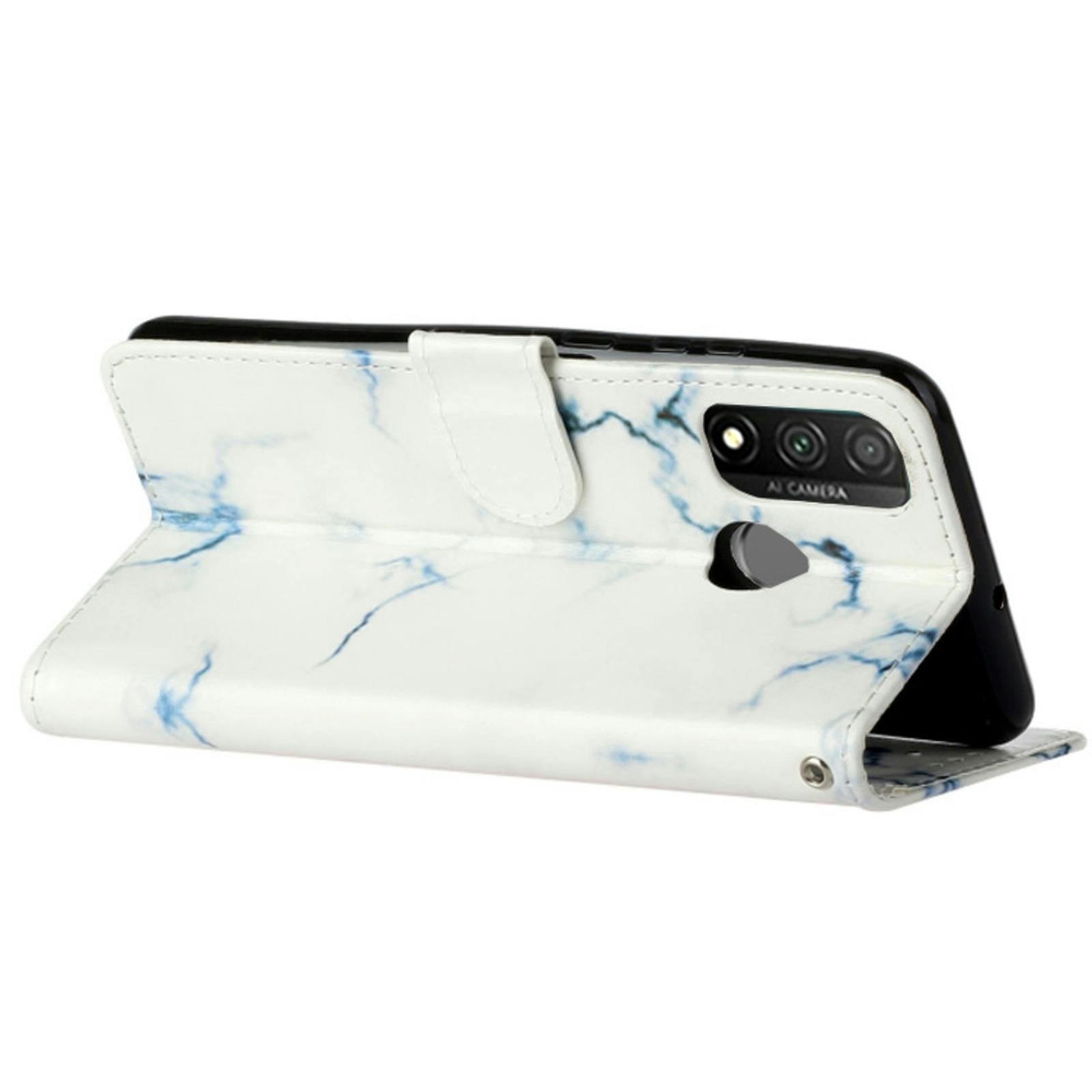 Mocaa Huawei P Smart 2020 Marmer Bookcase Hoesje Wit