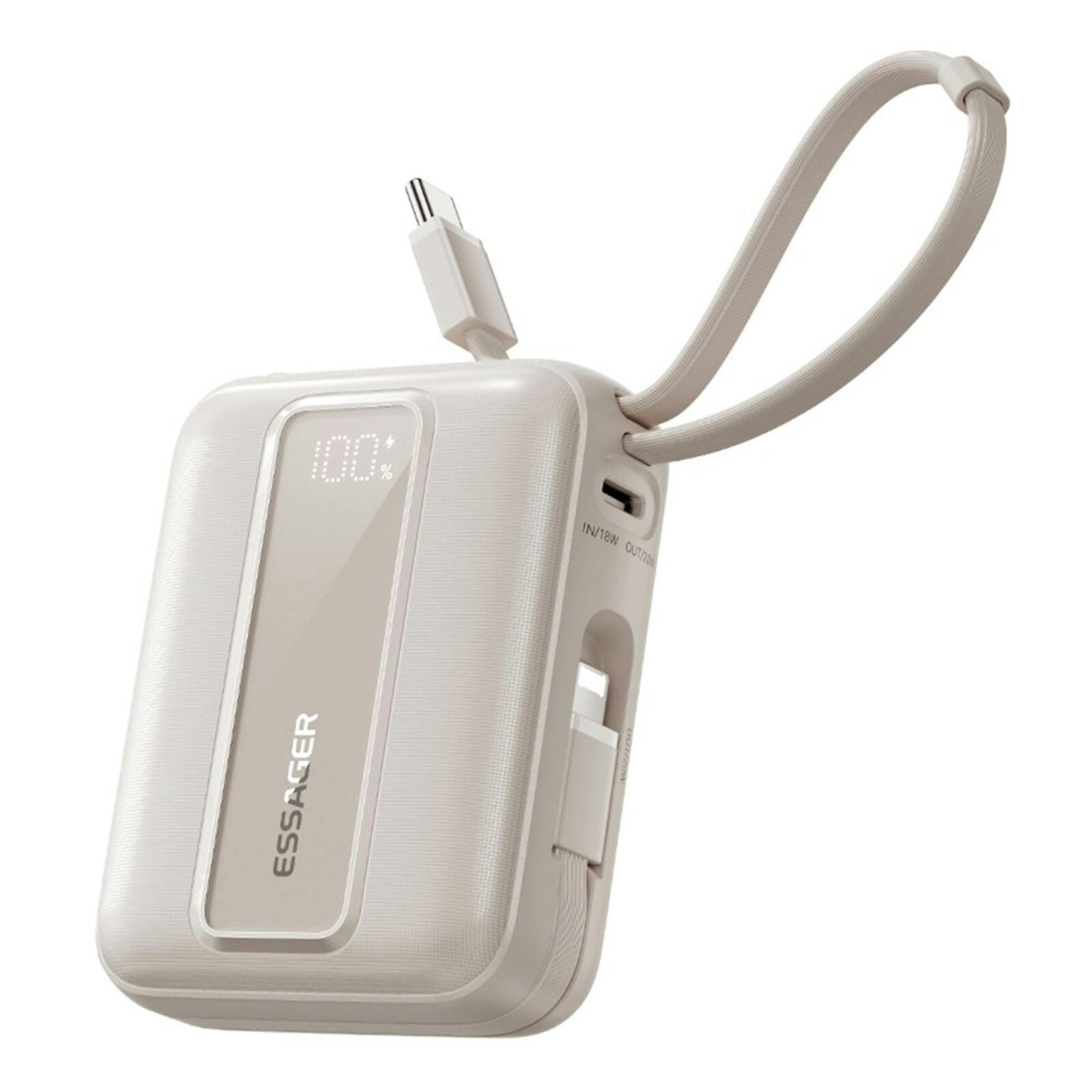 Essager Quick Charge Compact Powerbank met Kabels Titanium 10.000 mAh