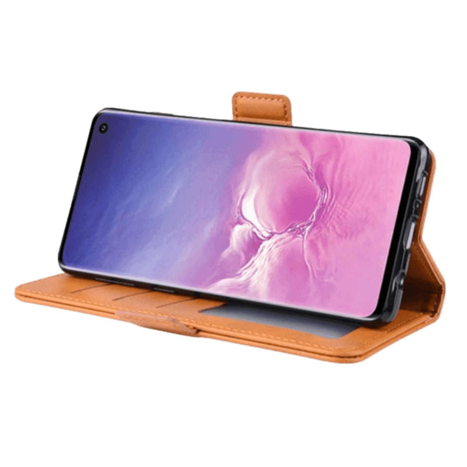 Comfycase Samsung Galaxy S10 Bookcase Beschermhoesje Lichtbruin