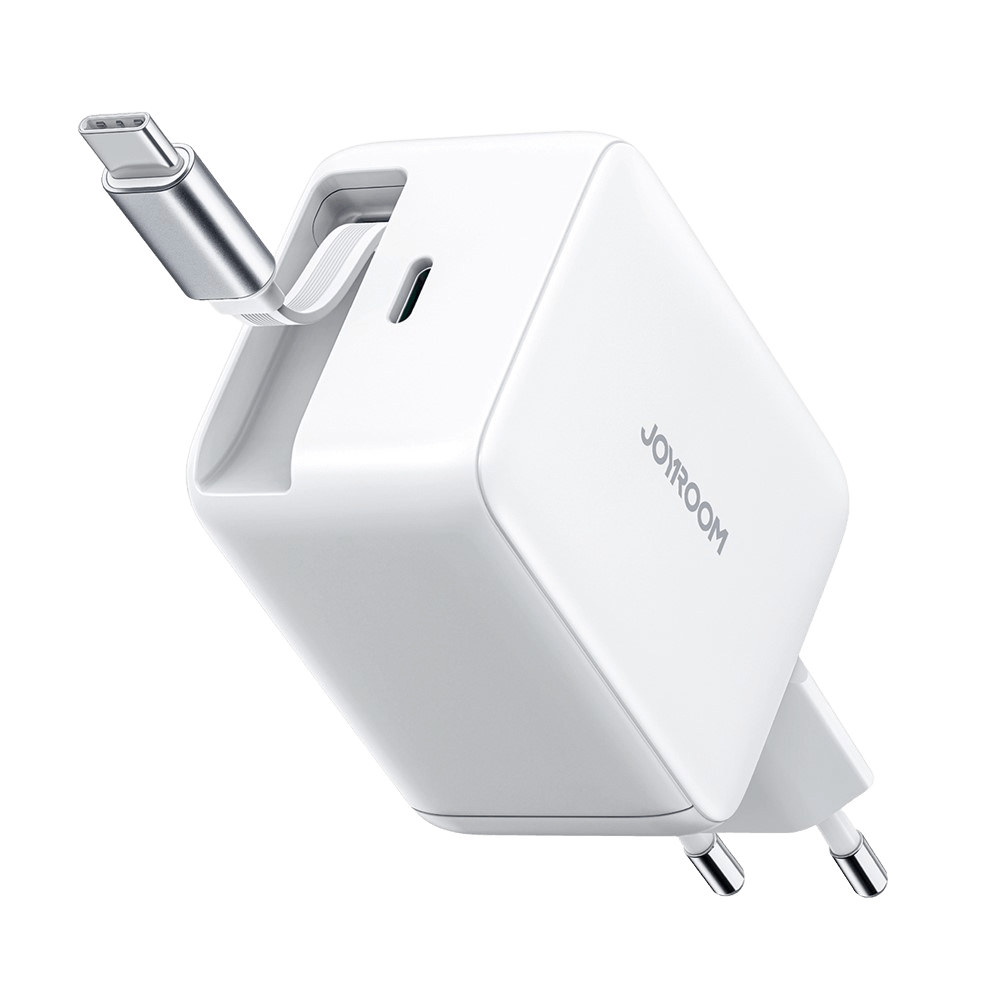Joyroom 67W Fast Charging GaN Oplader met Ingebouwde Kabel Wit