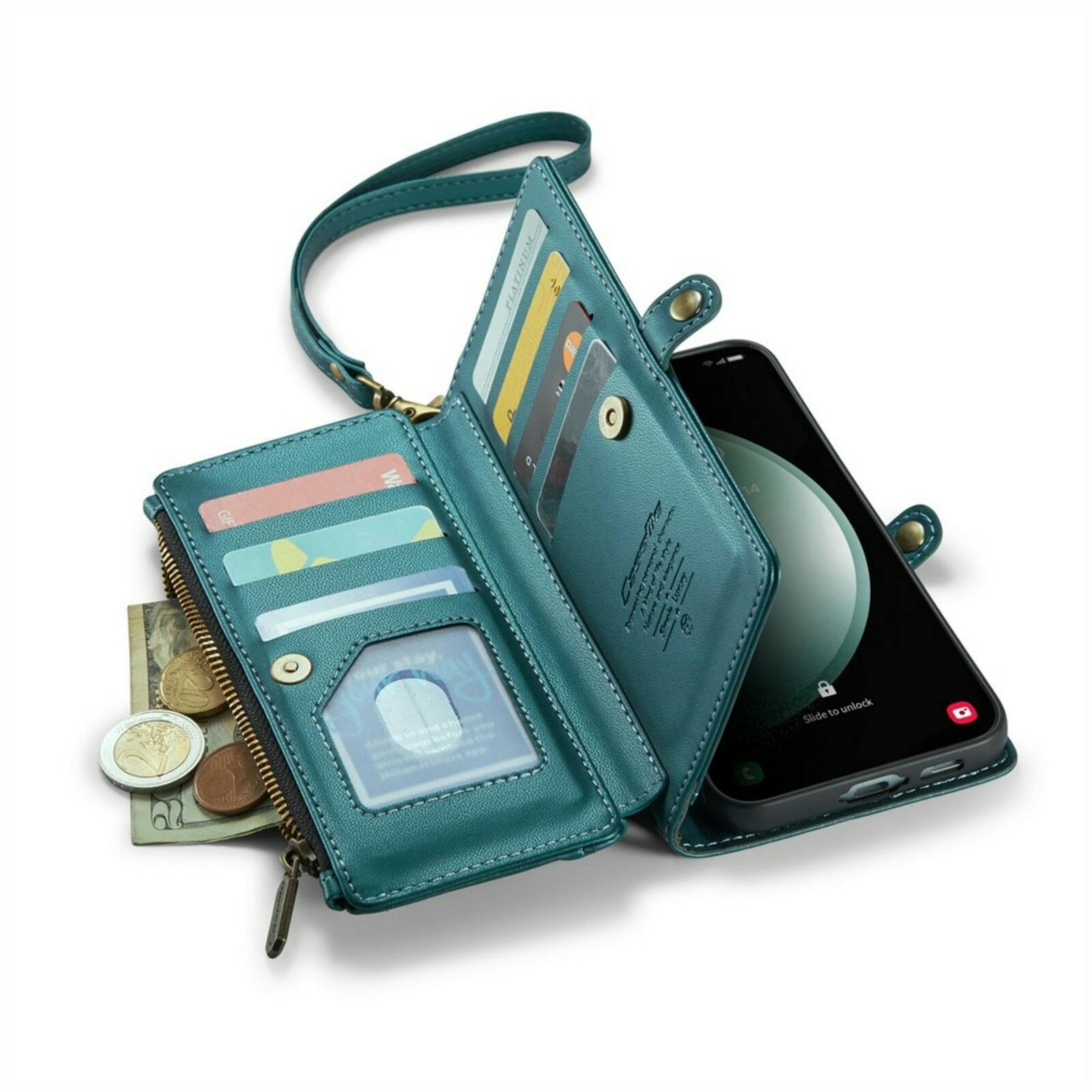 Caseme Samsung S23 FE Clutch Wallet met Koord Groen