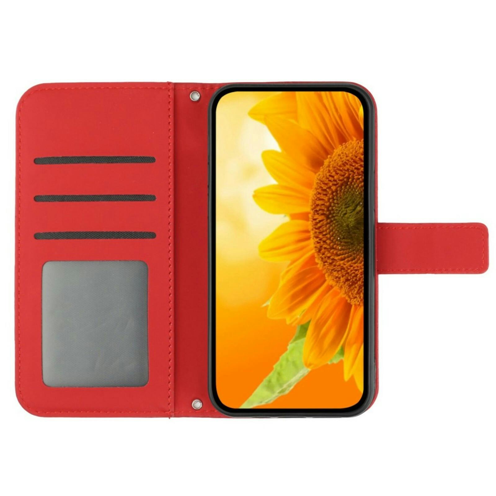 Mocaa Samsung Galaxy S24 FE Sunflower Bookcase met Koord Rood
