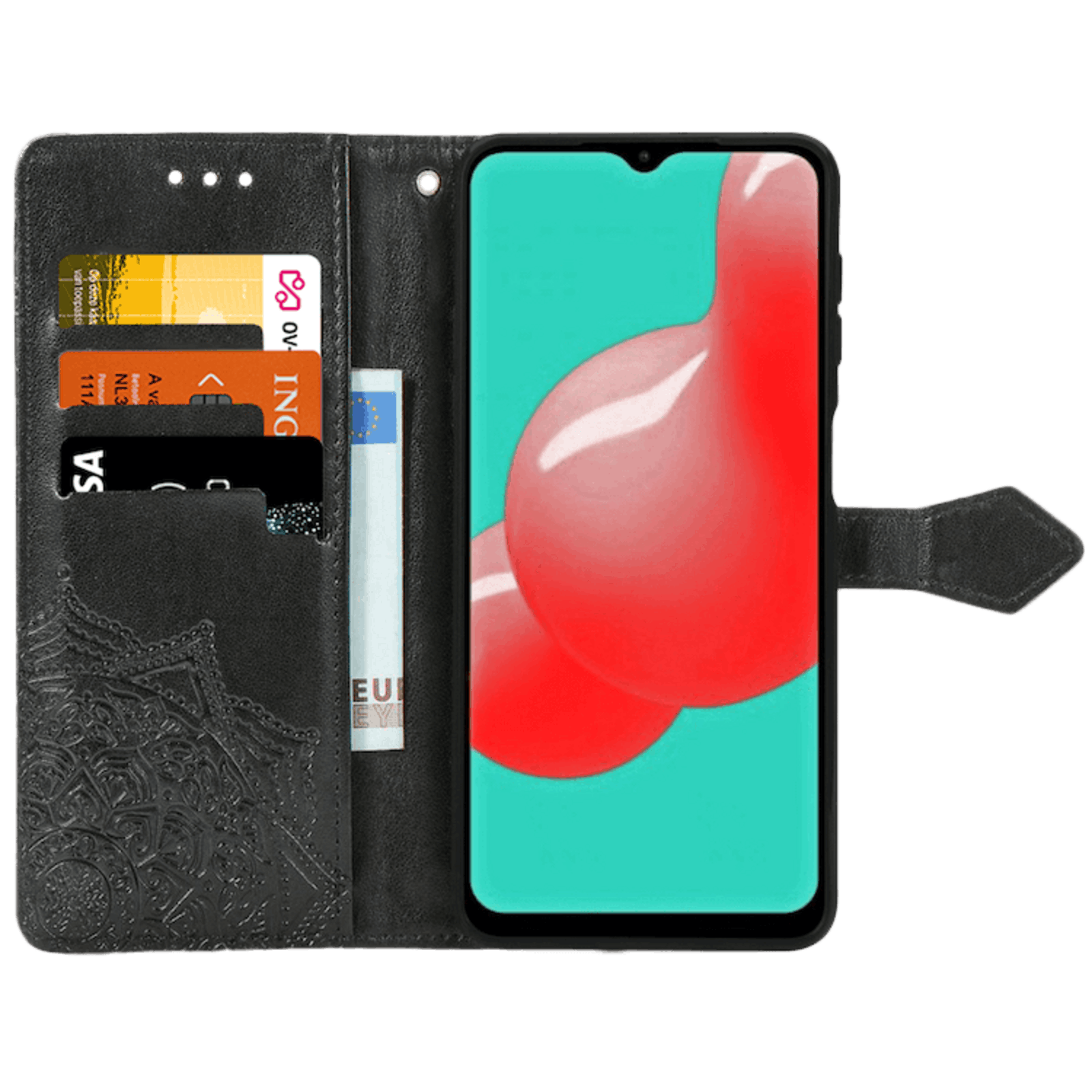 Comfycase Samsung Galaxy A32 Mandela booklet telefoonhoesje Zwart