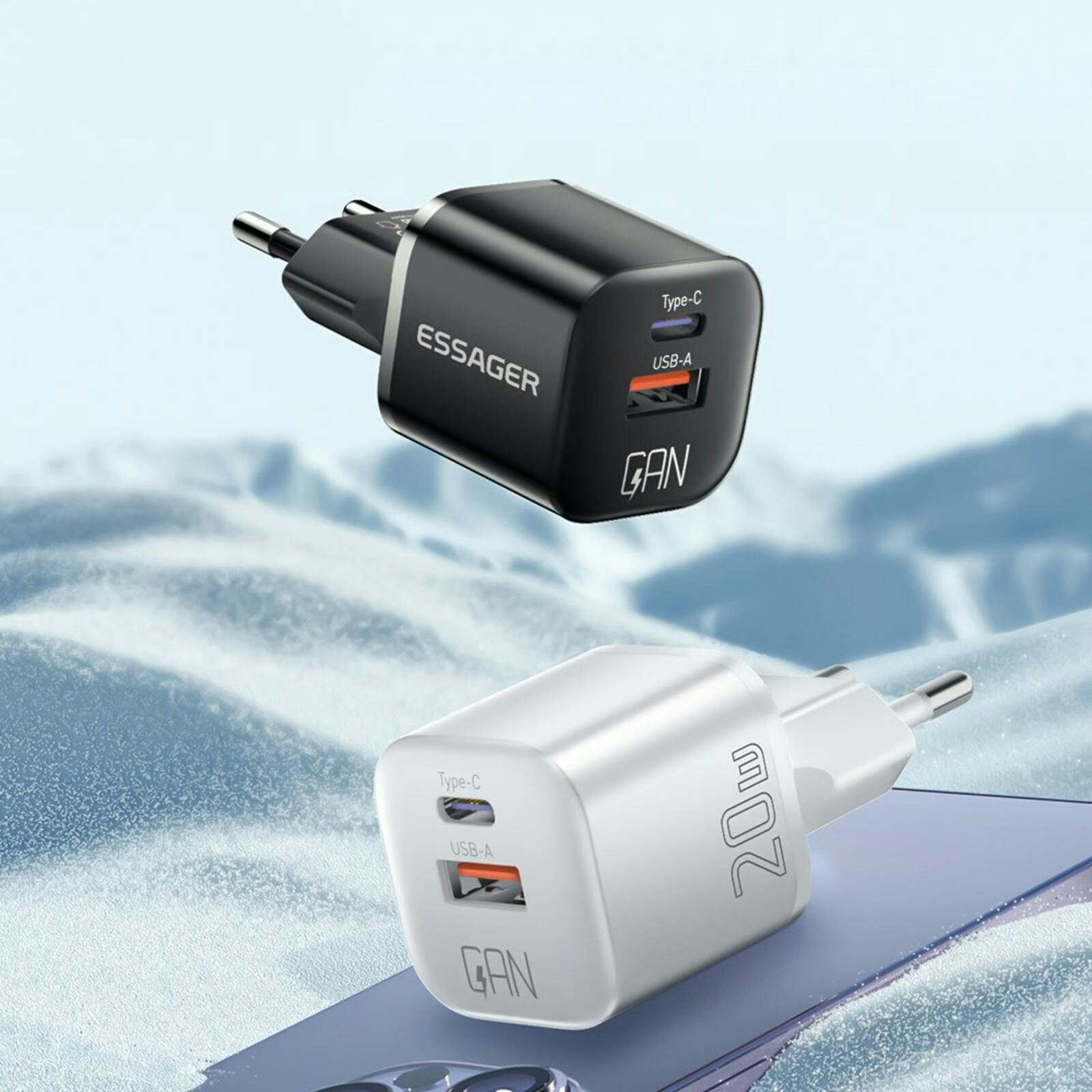 Essager 20W USB-A + USB-C Compact Power Adapter Wit