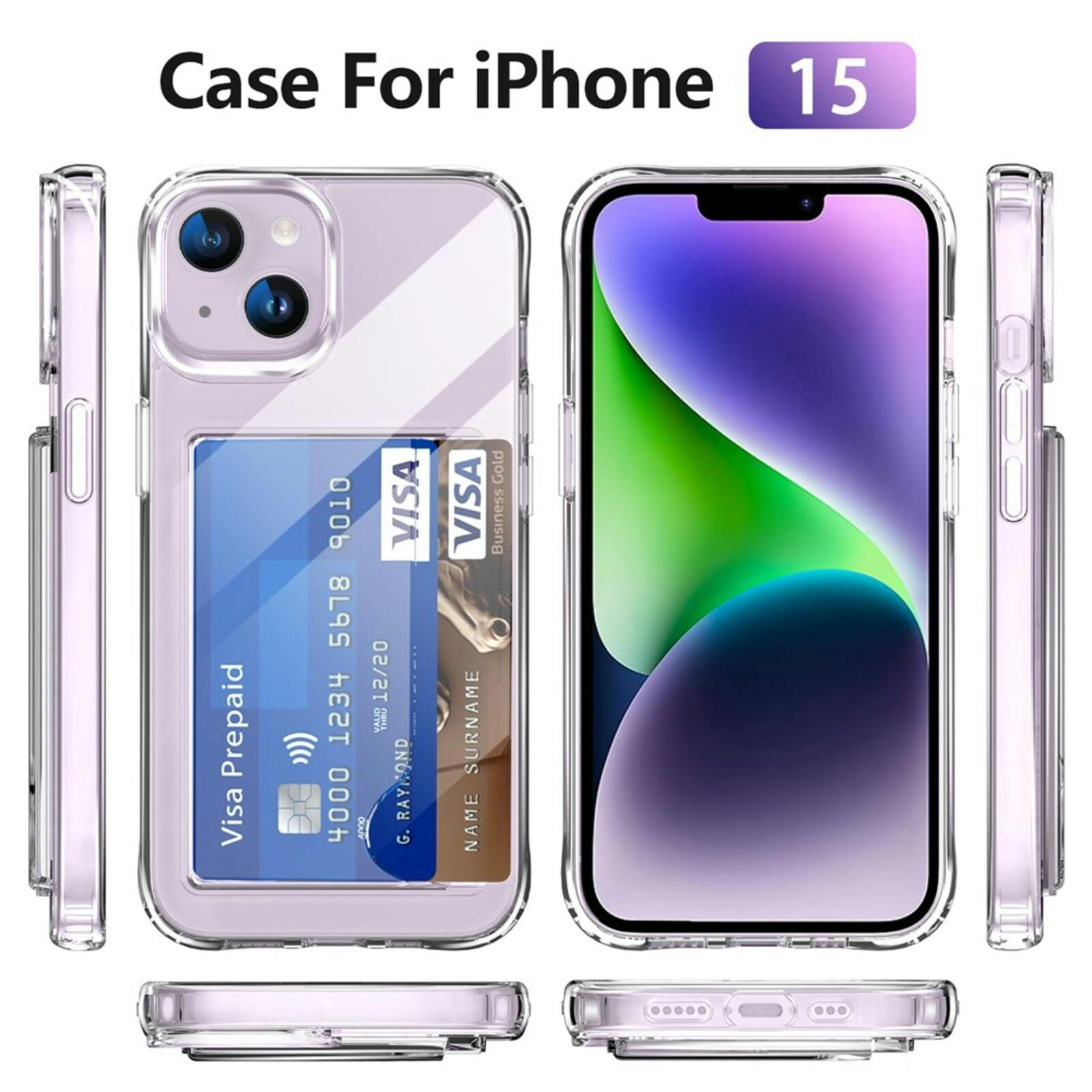 CaseBody Apple iPhone 15 Shockproof Hoesje met Pasruimte Transparant