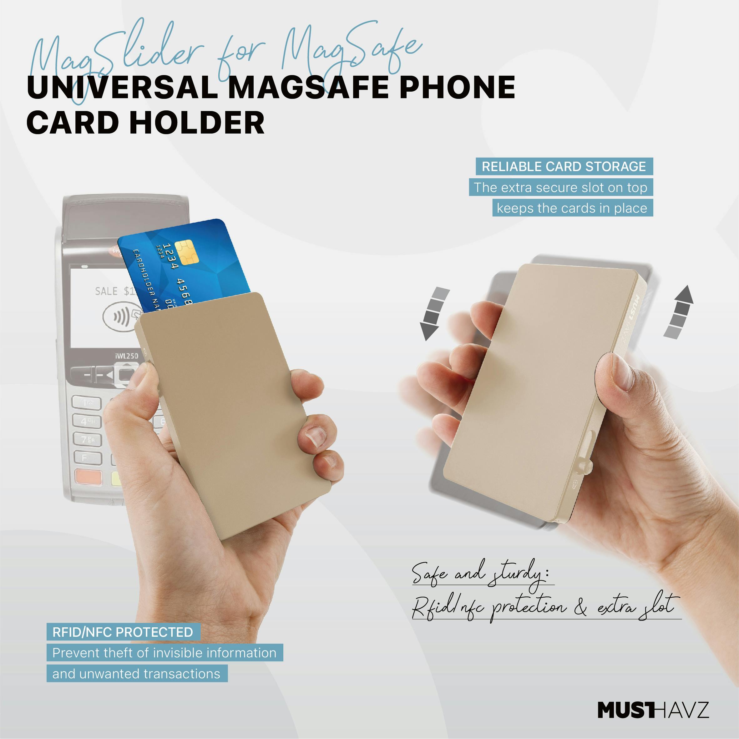 Musthavz MagSlider Luxe Magnetische Kaarthouder Titanium