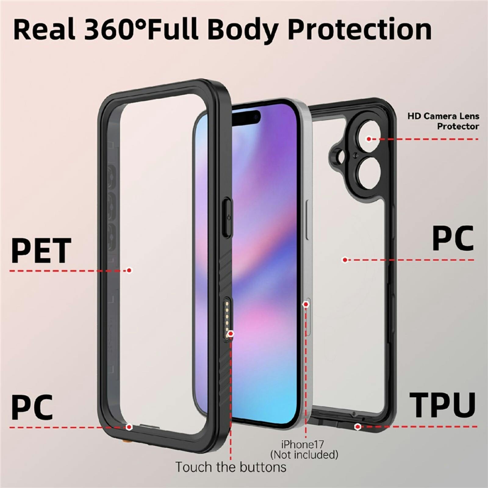 REDPEPPER Apple iPhone 17 FS Series Waterproof Case Zwart