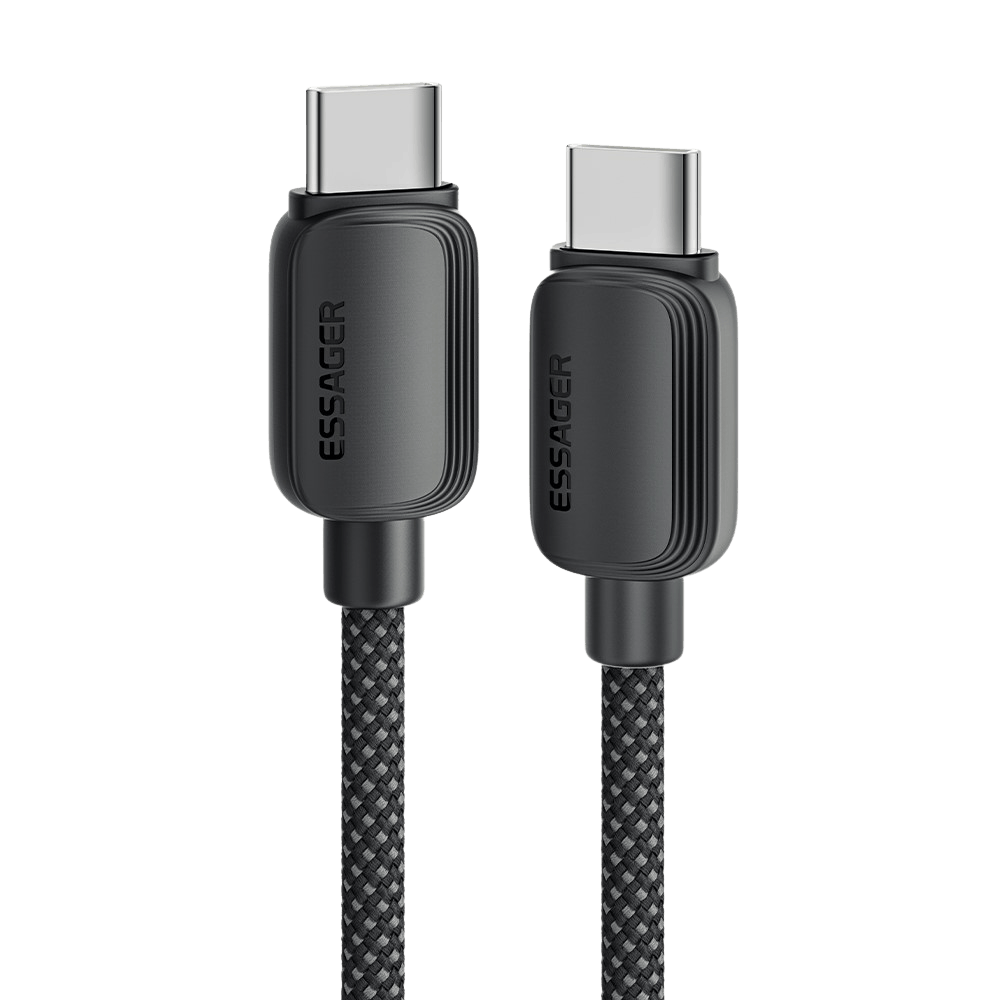 Essager 100W Gewoven Smartphone en Laptop USB-C naar USB-C Kabel Zwart 3m