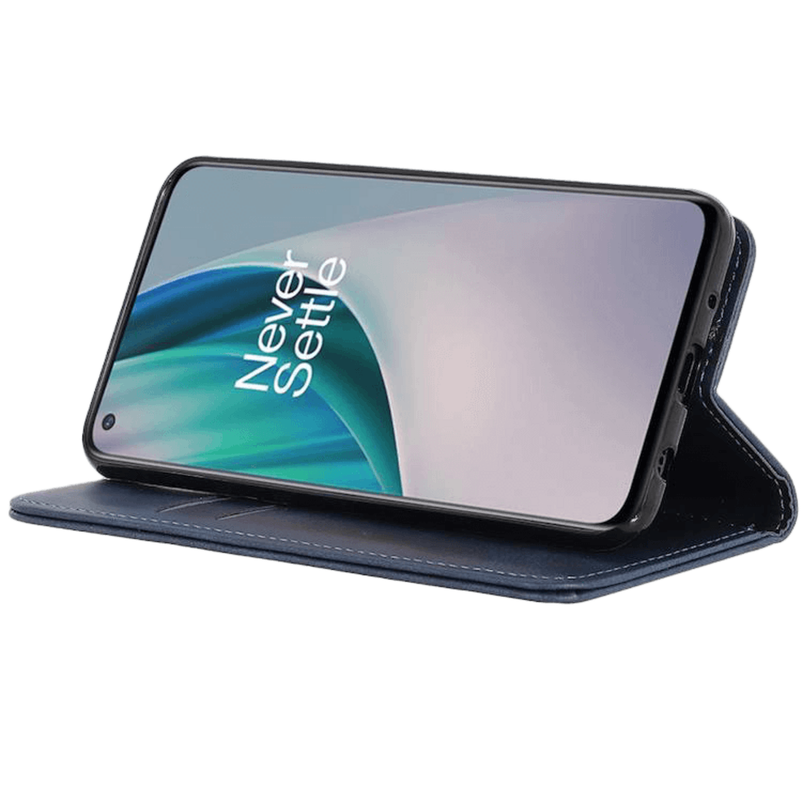 CaseBody OnePlus Nord N10 Real Leather Wallet Hoesje Blauw