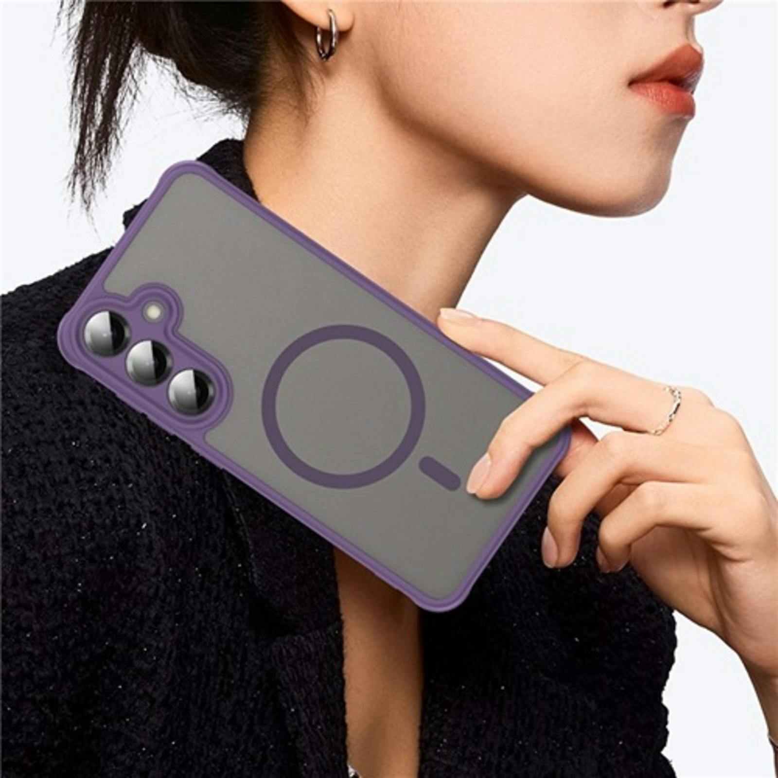 CaseBody Samsung A56 Slim Anti-Shock MagSafe Hoesje Paars