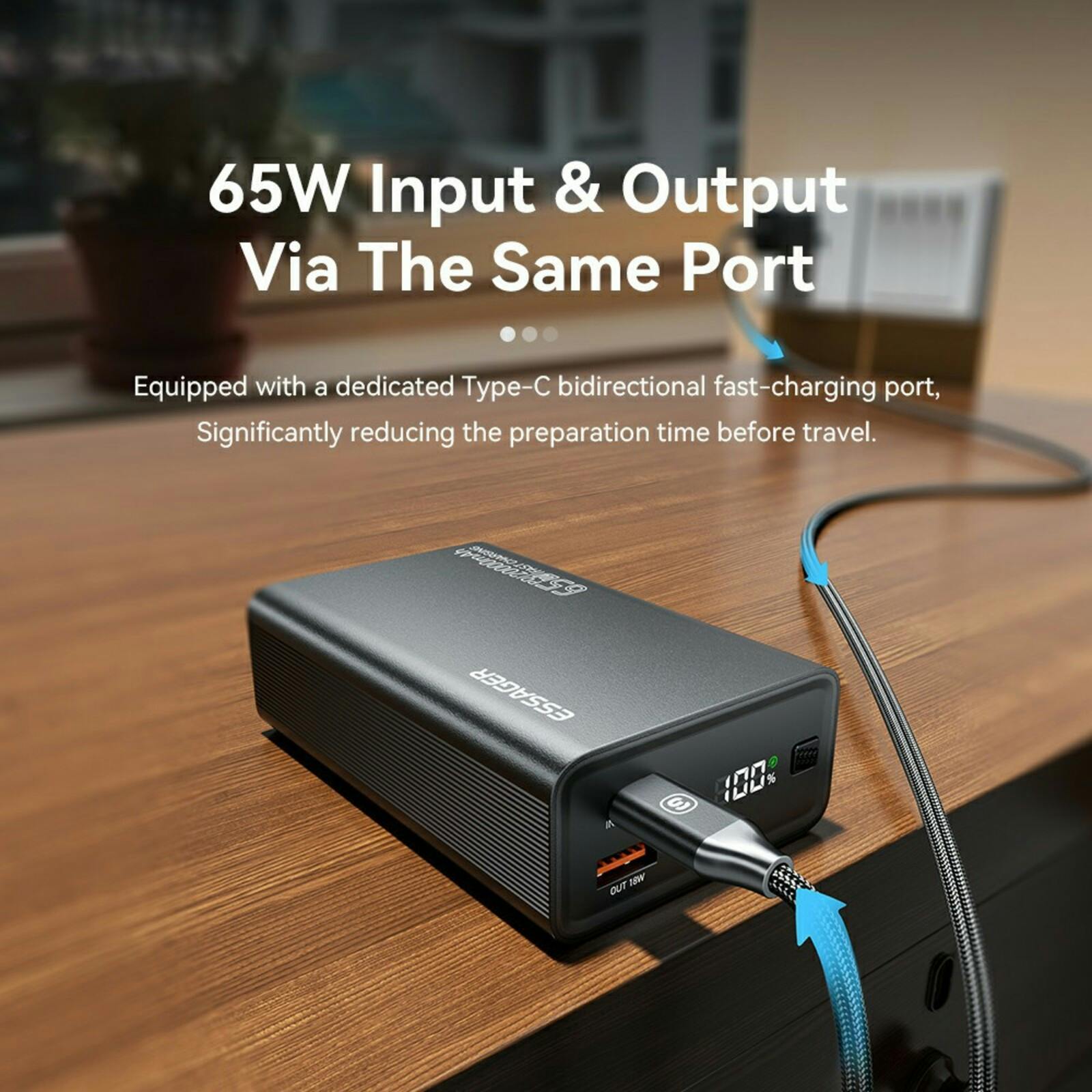 Essager 20.000mAh 65W PD Powerbank Zwart 20.000 mAh