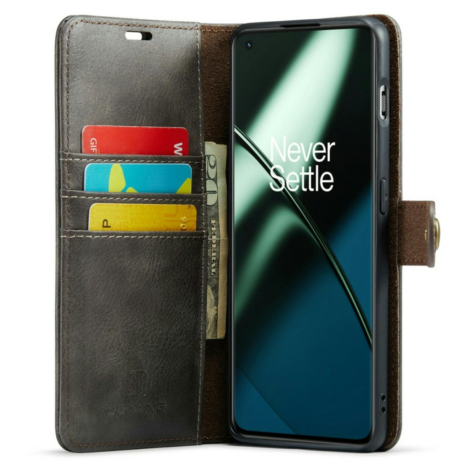 DG.MING OnePlus 11 Lederen 2-in-1 Wallet Hoesje Grijs
