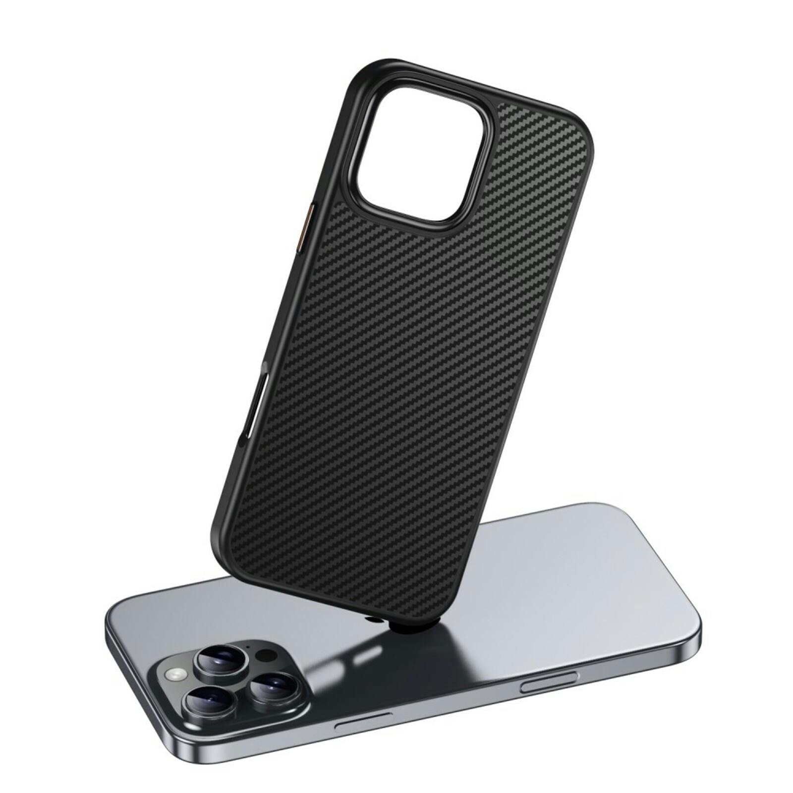 Mocaa iPhone 16 Pro Slim Carbon Pantser MagSafe Case Zwart