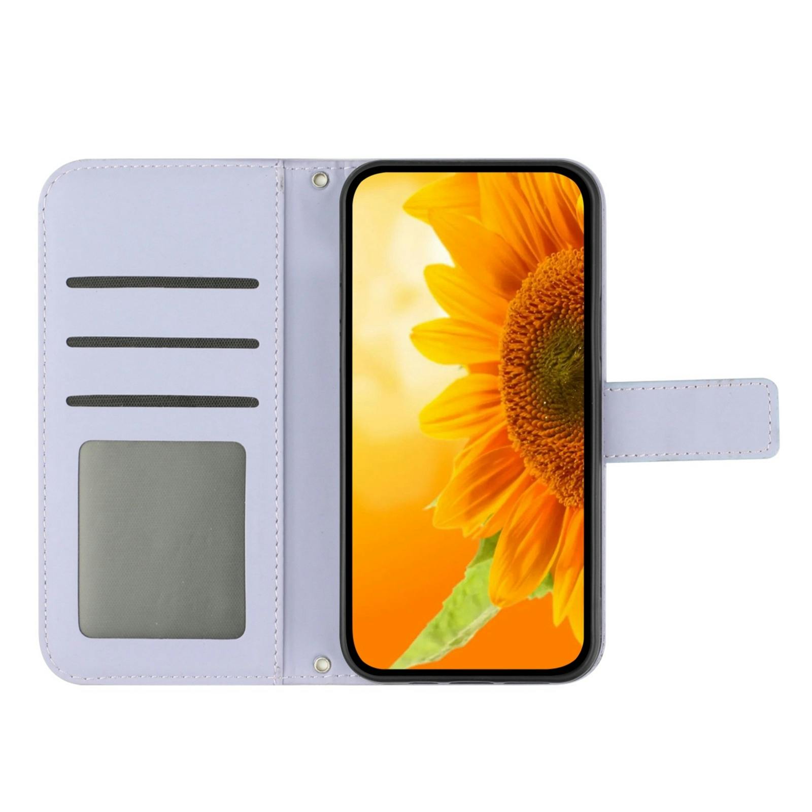 Mocaa Samsung Galaxy S25 FE Sunflower Bookcase met Koord Paars
