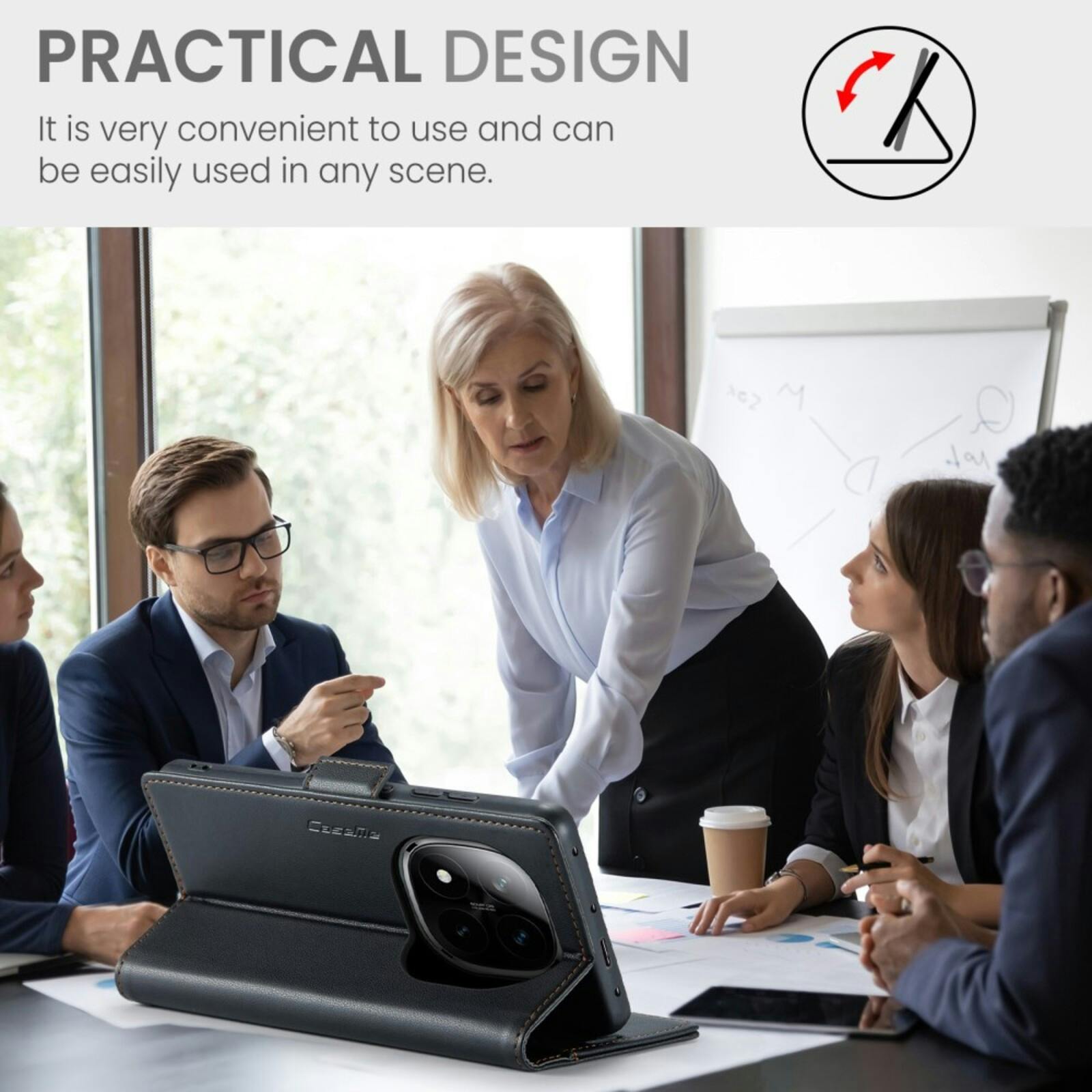 Caseme Xiaomi Redmi Note 14 Pro(+) Bookcase Hoesje Zwart