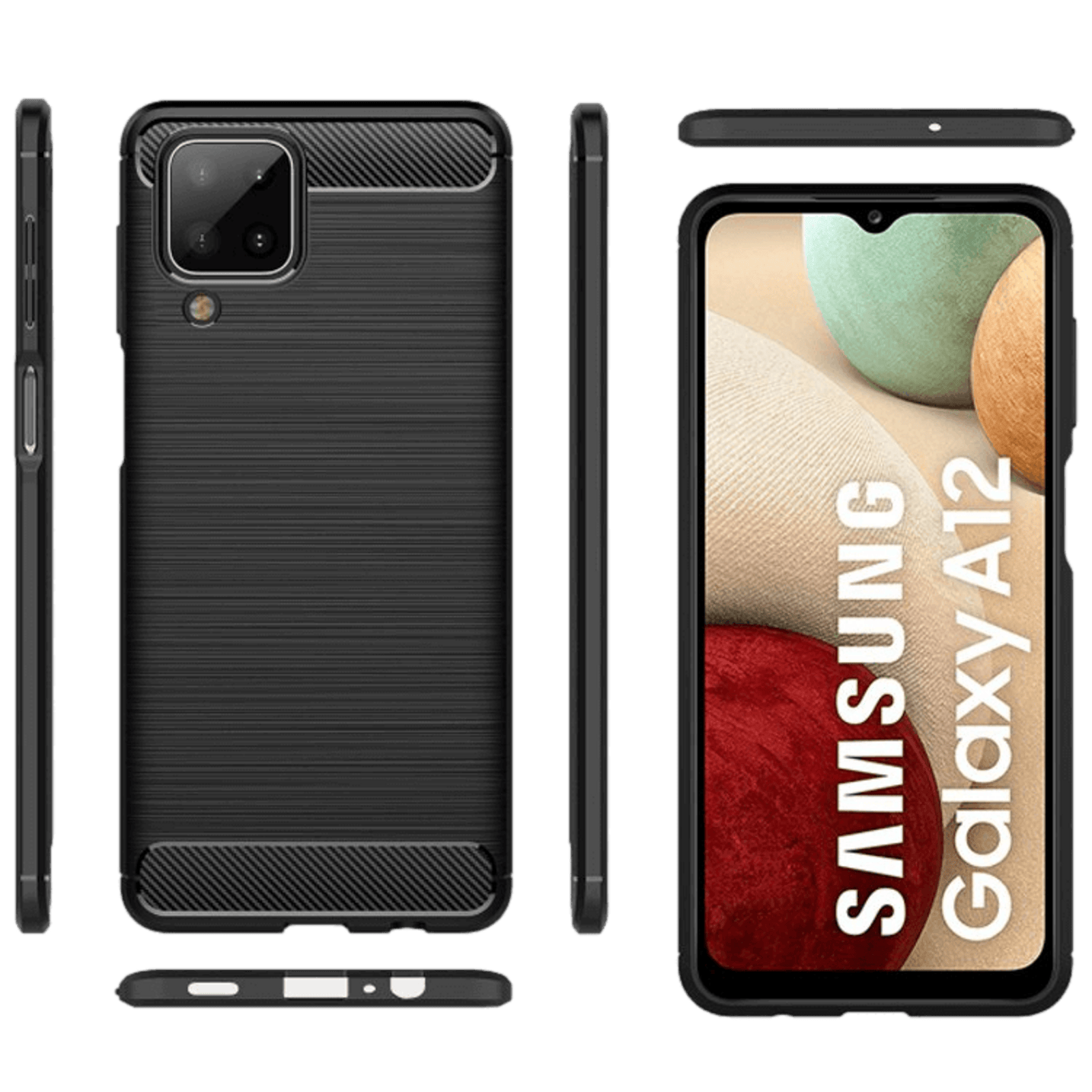 Mocaa Samsung Galaxy A12 Hoesje Schokbestendig Slank Zwart