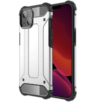 CaseBody iPhone 13 Shockproof Hoesje Steel Armor Zilver