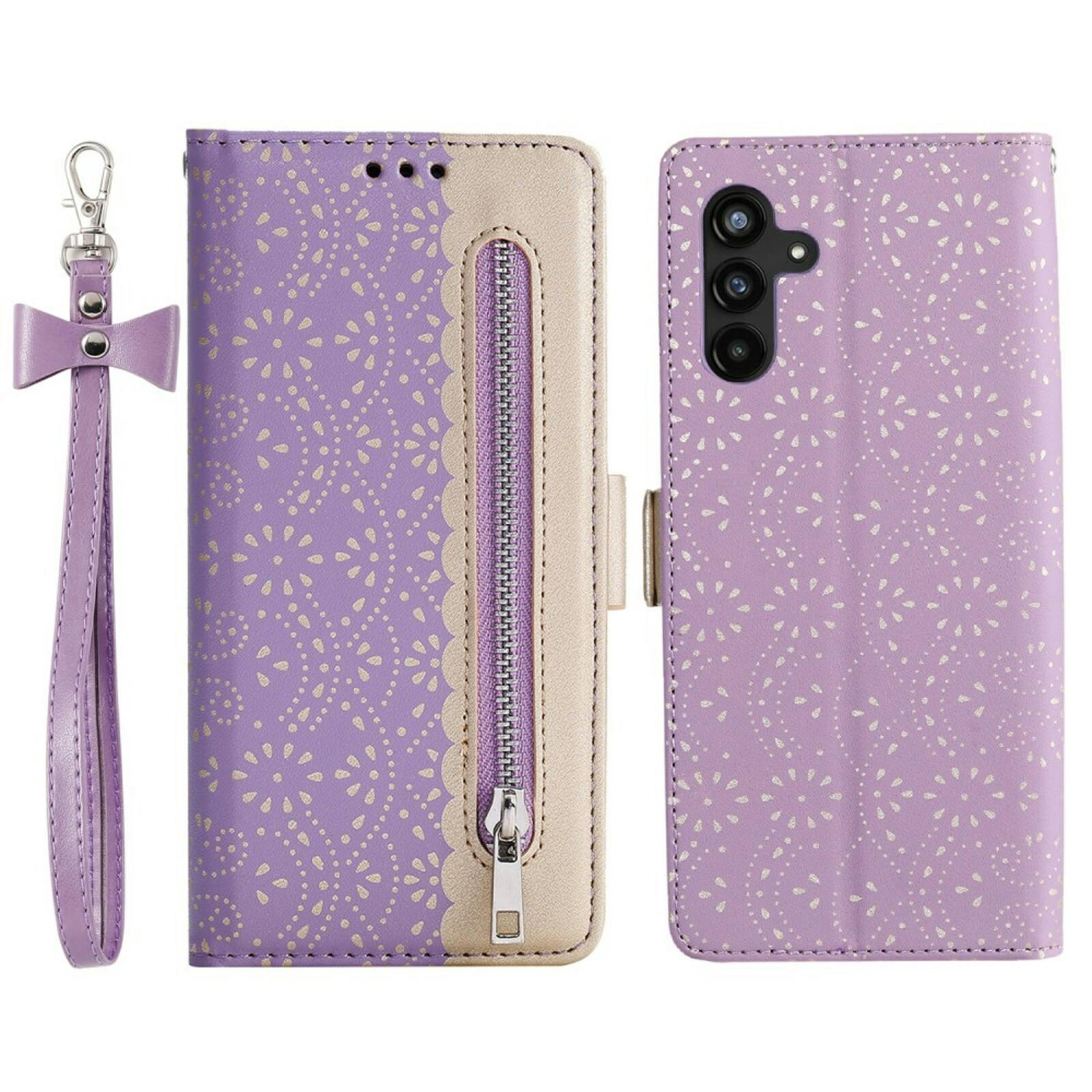 Mocaa Samsung Galaxy A25 Zipper Book Hoesje Paars