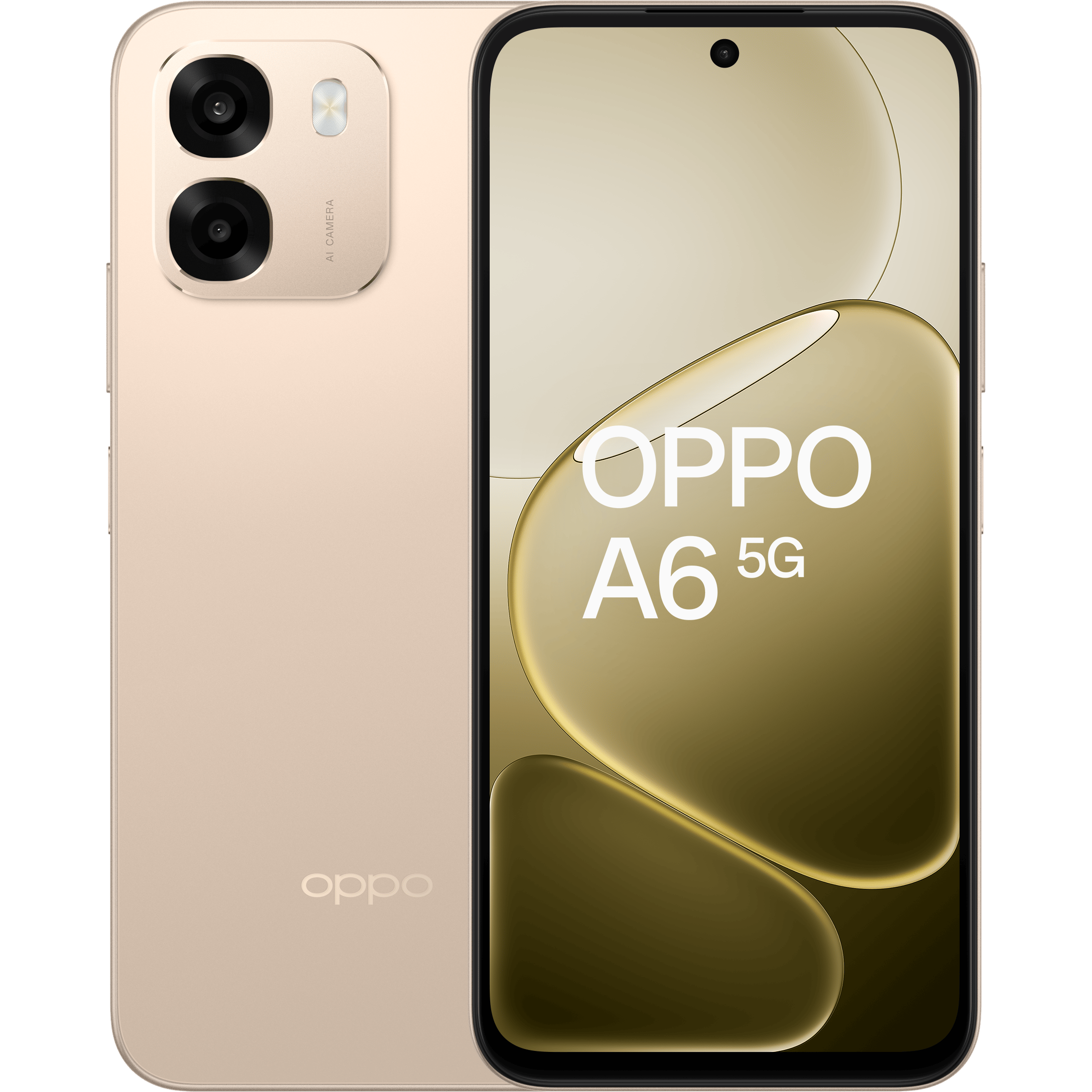 OPPO A6 5G Aurora Gold - Voorkant & achterkant