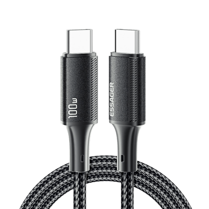 Essager 100W Gewoven USB-C naar USB-C Super Speed Cable Zwart 3m