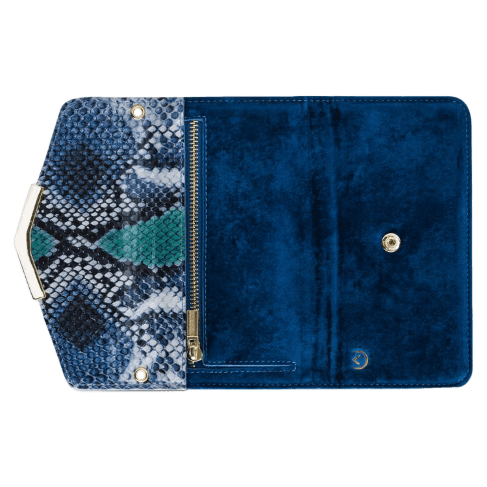 Mobilize Samsung Galaxy A20e Velvet Clutch Royal Blue Snake Blauw