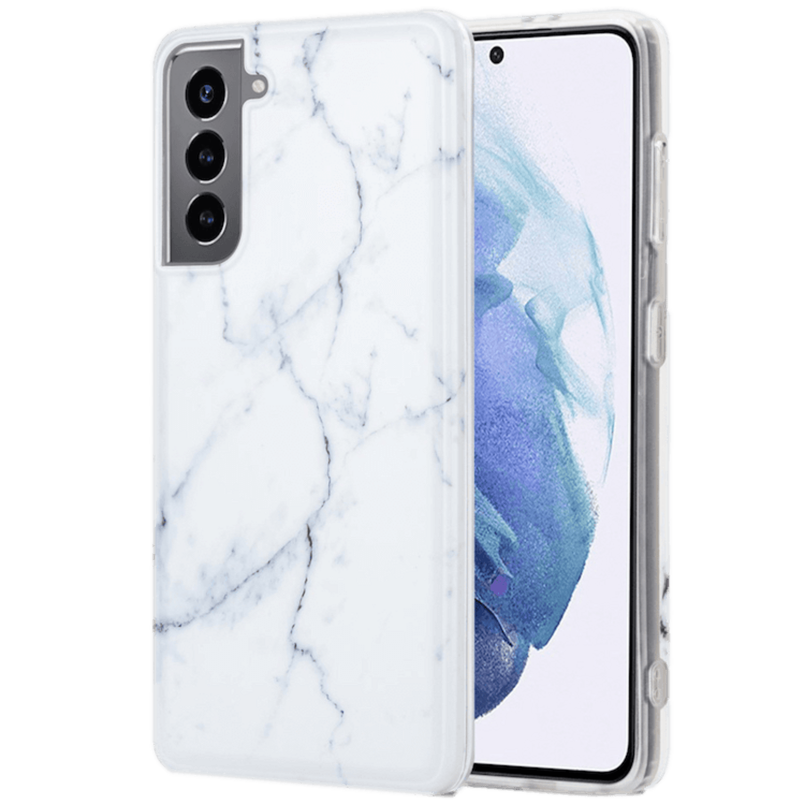 TwoTone Samsung Galaxy S21 Marble Style Luxe Backcover Wit