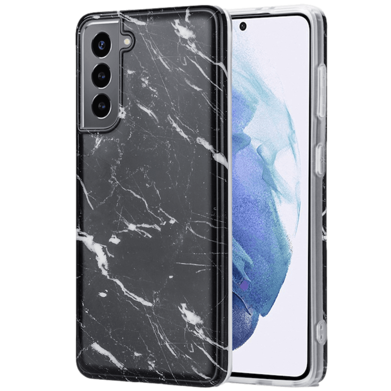 TwoTone Samsung Galaxy S21 Marble Style Luxe Backcover Zwart