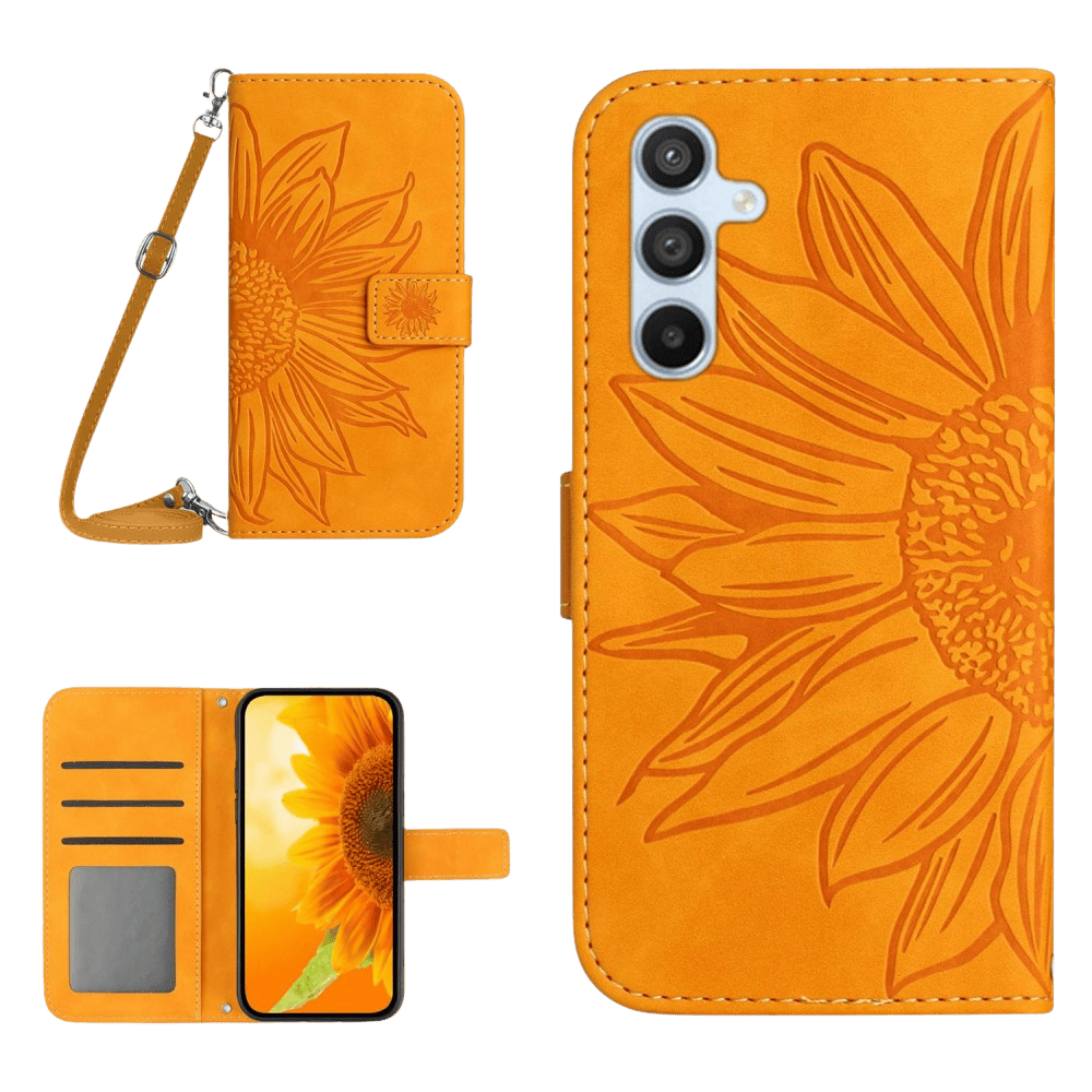 Mocaa Samsung Galaxy A56 Sunflower Bookcase met Koord Geel